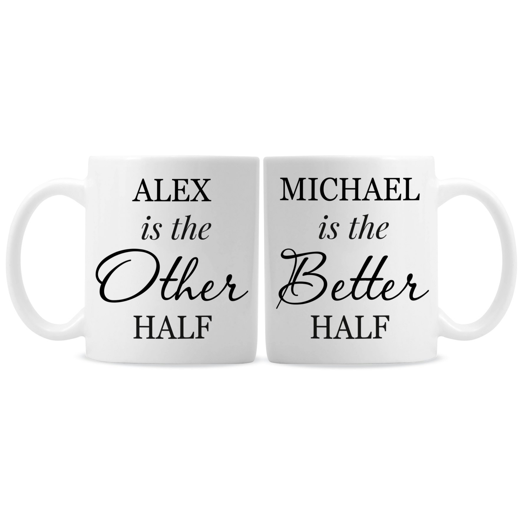 Rackhams Personalised Other Half And Better Half Mug Set