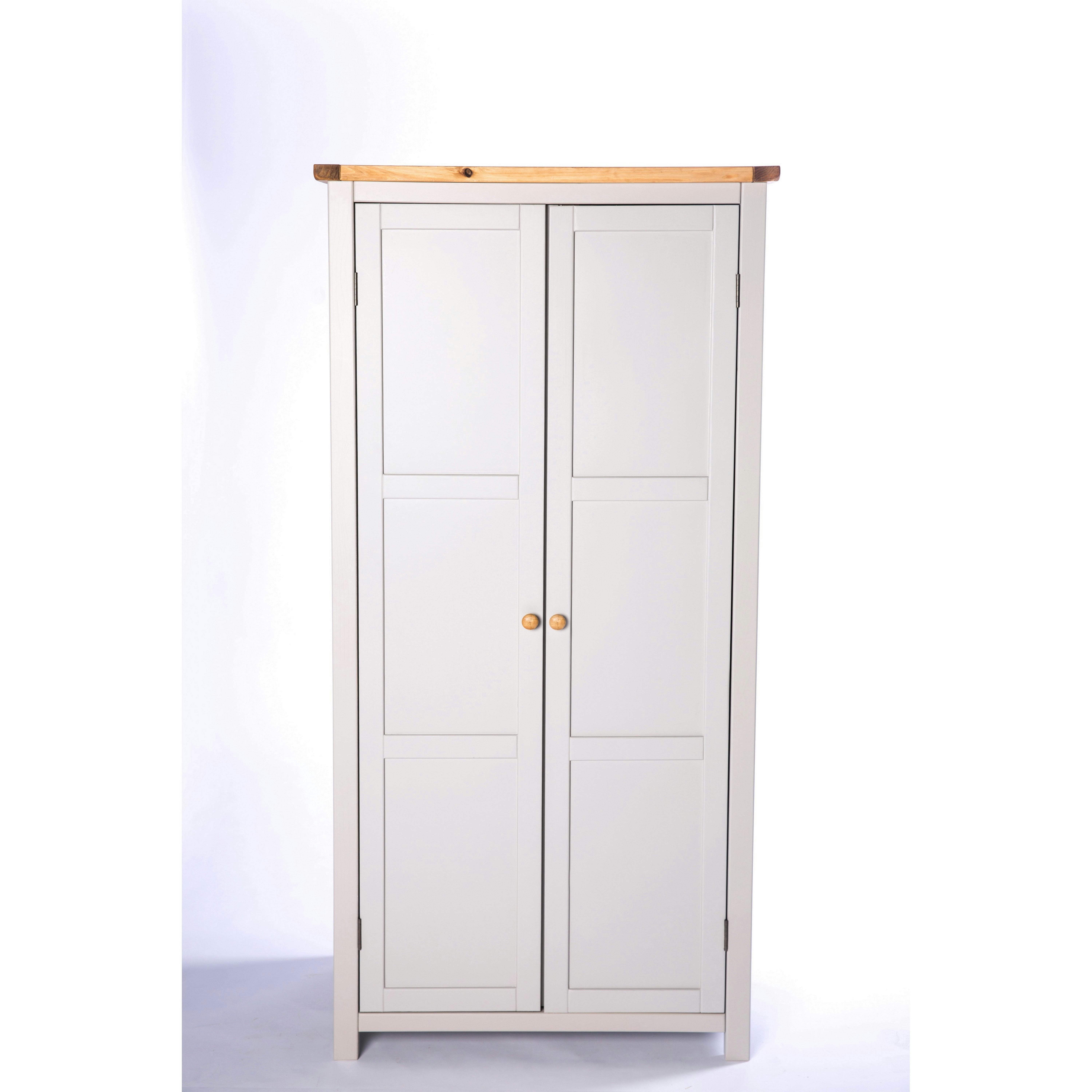 Rackhams Light/Grey Argenta 2 Door Wardrobe Wood Knob