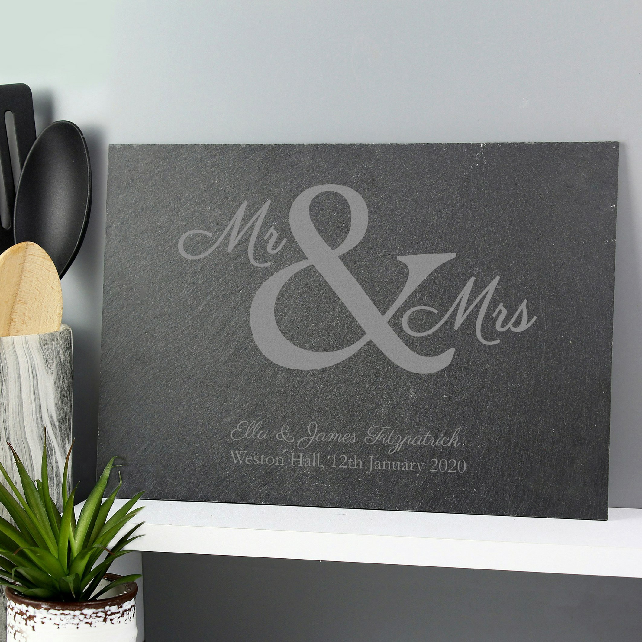 Rackhams Gold Personalised Mr & Mrs Slate Placemat
