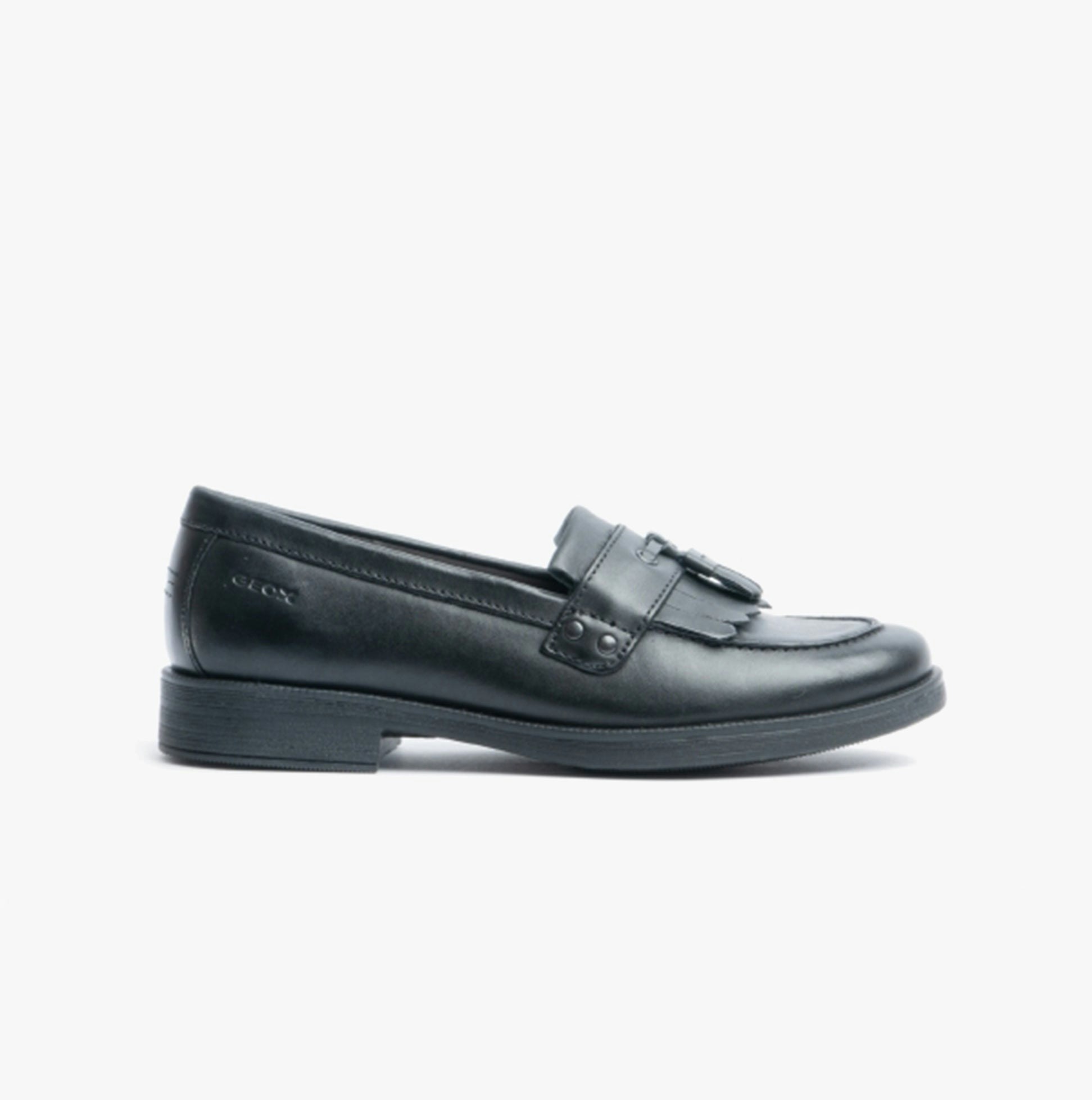 Geox Girls Black Jr Agata Moccasin Tassel School Shoes - Size 2.5