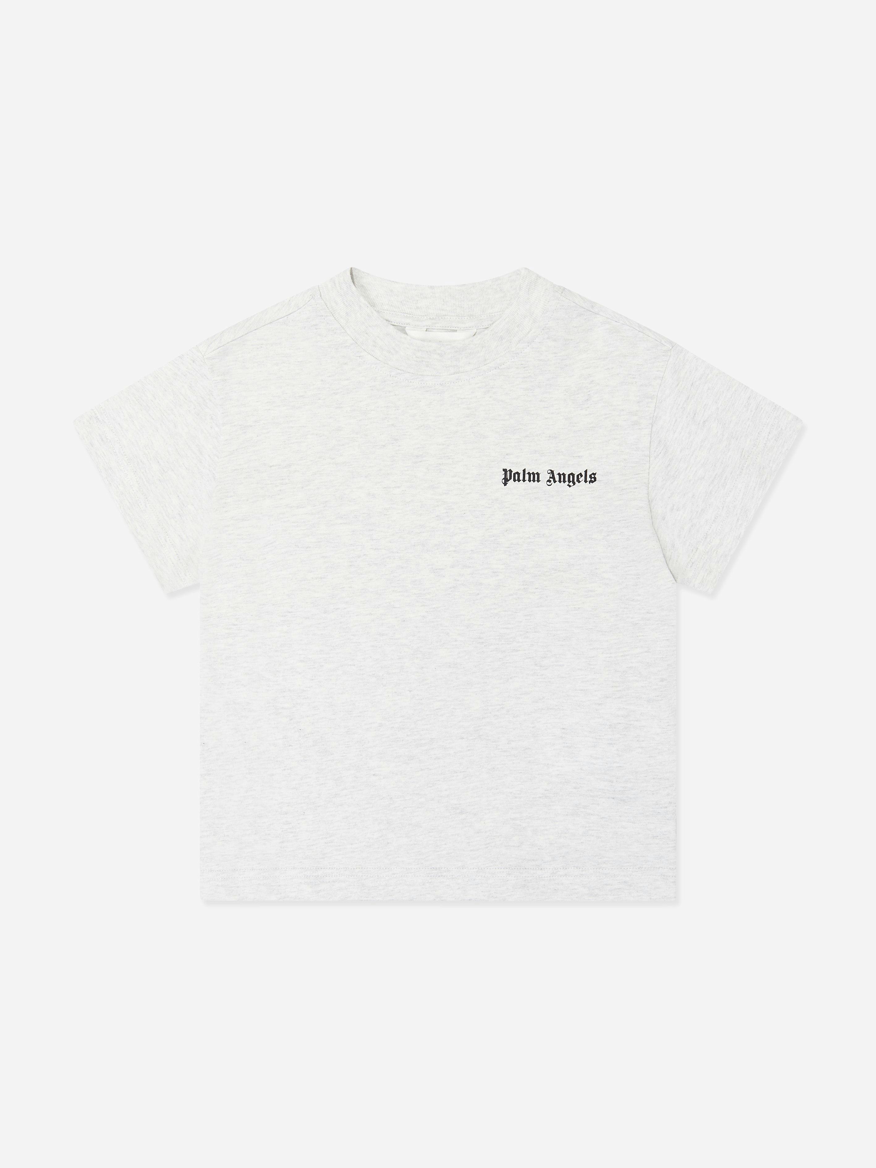 Palm Angels Boys Grey Classic Logo Jersey T-Shirt In - 12 Yrs