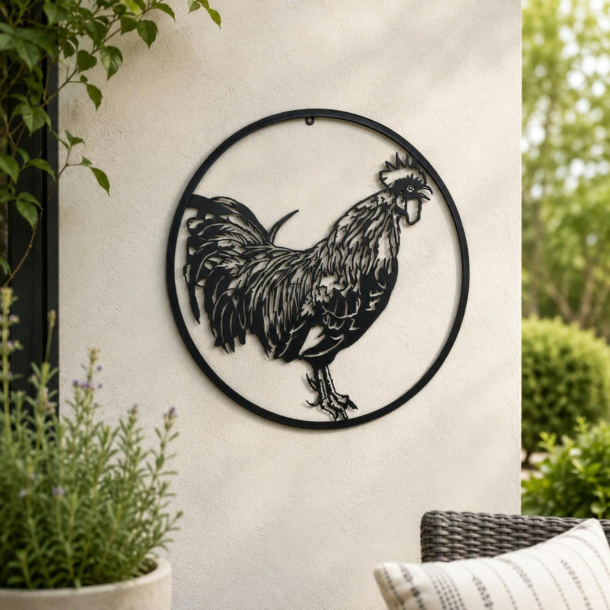 Rackhams Black Metal Wall Art - Cockerel