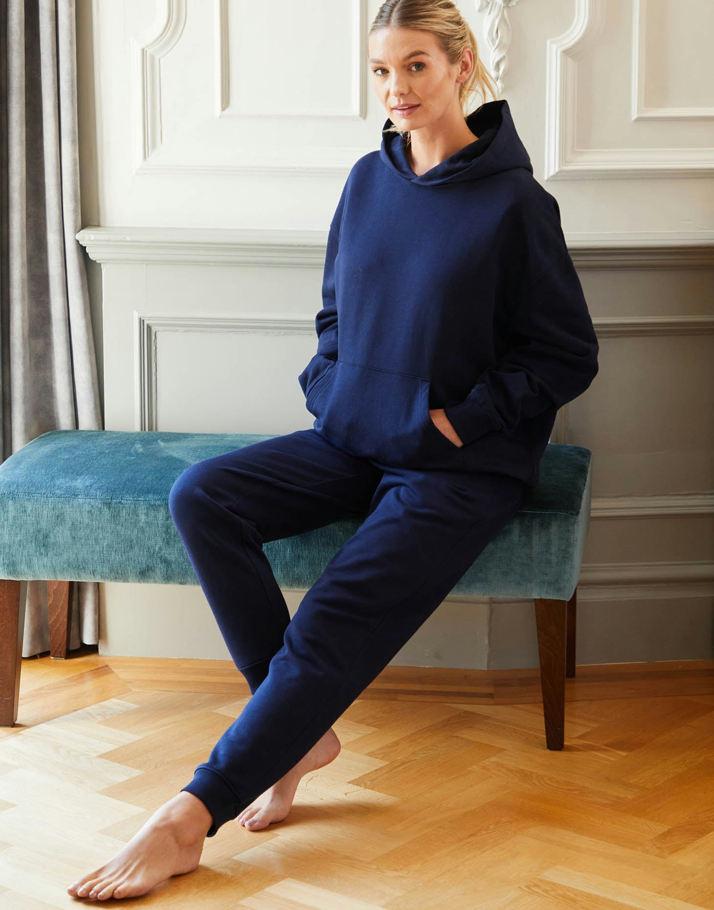 British Boxers Women's Organic Cotton Oversized Hoodie - French Navy - Medium