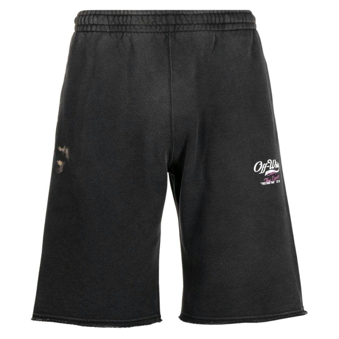 Off-White Unisex White/Black Off- Adult Wave Off Sweat Shorts - L - 100% Cotton