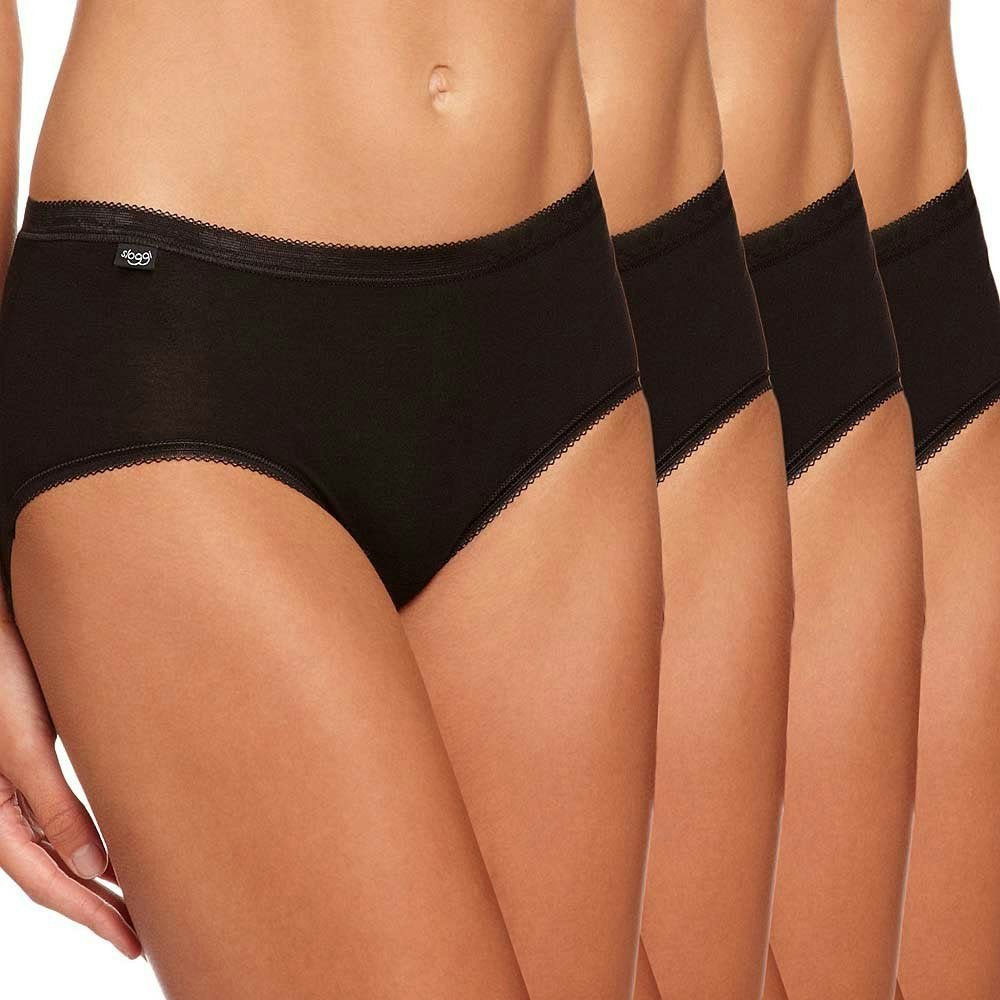 Sloggi Women's Black Basic 4 Pack Midi Brief, - 18