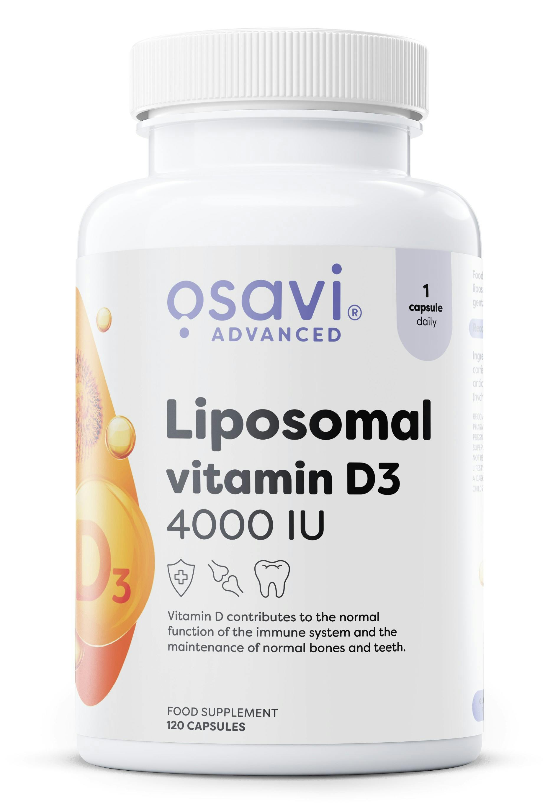 Osavi Liposomal Vitamin D3 4000 IU – 120 Vegan Capsules | Liposovit®-D3 Capsules | High Absorption & Gentle on Stomach | Supports Immune System, Bones, Teeth & Muscle Function - Image 3