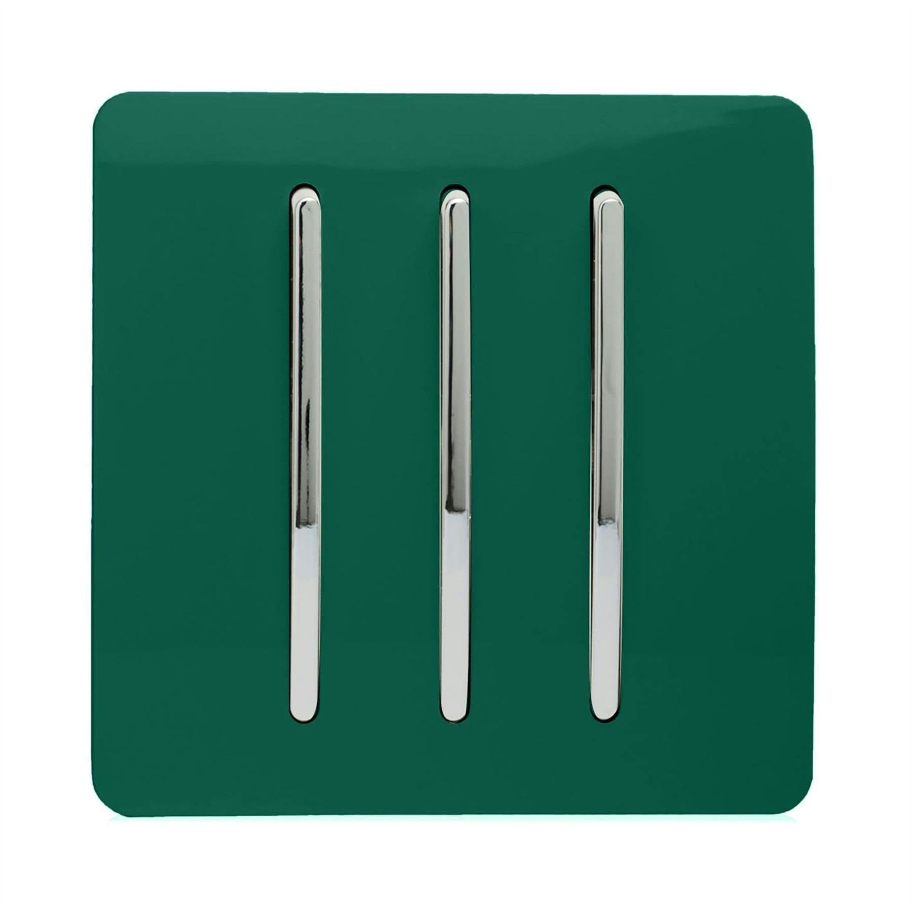 Trendi Switch 3 Gang 10Amp 1 Or 2 Way Dark Forest Green Rocker Light Switch - Image 7