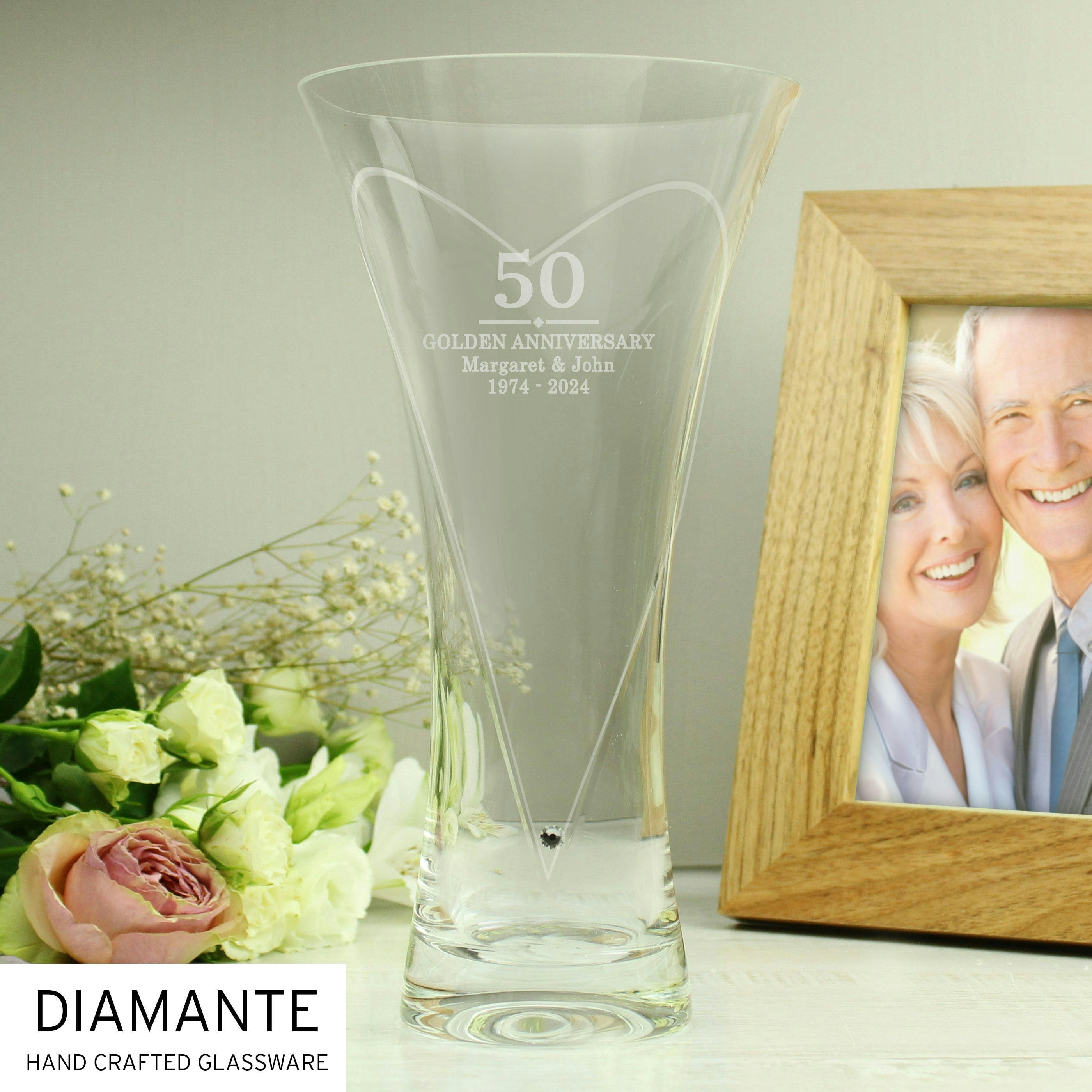 Rackhams Personalised Special Year Diamante Heart Vase