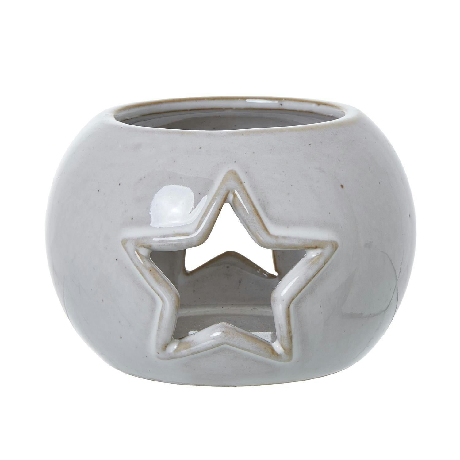 Rackhams White Ceramic Star Cut-Out Tealight Holder - One Size - 100% Mixed