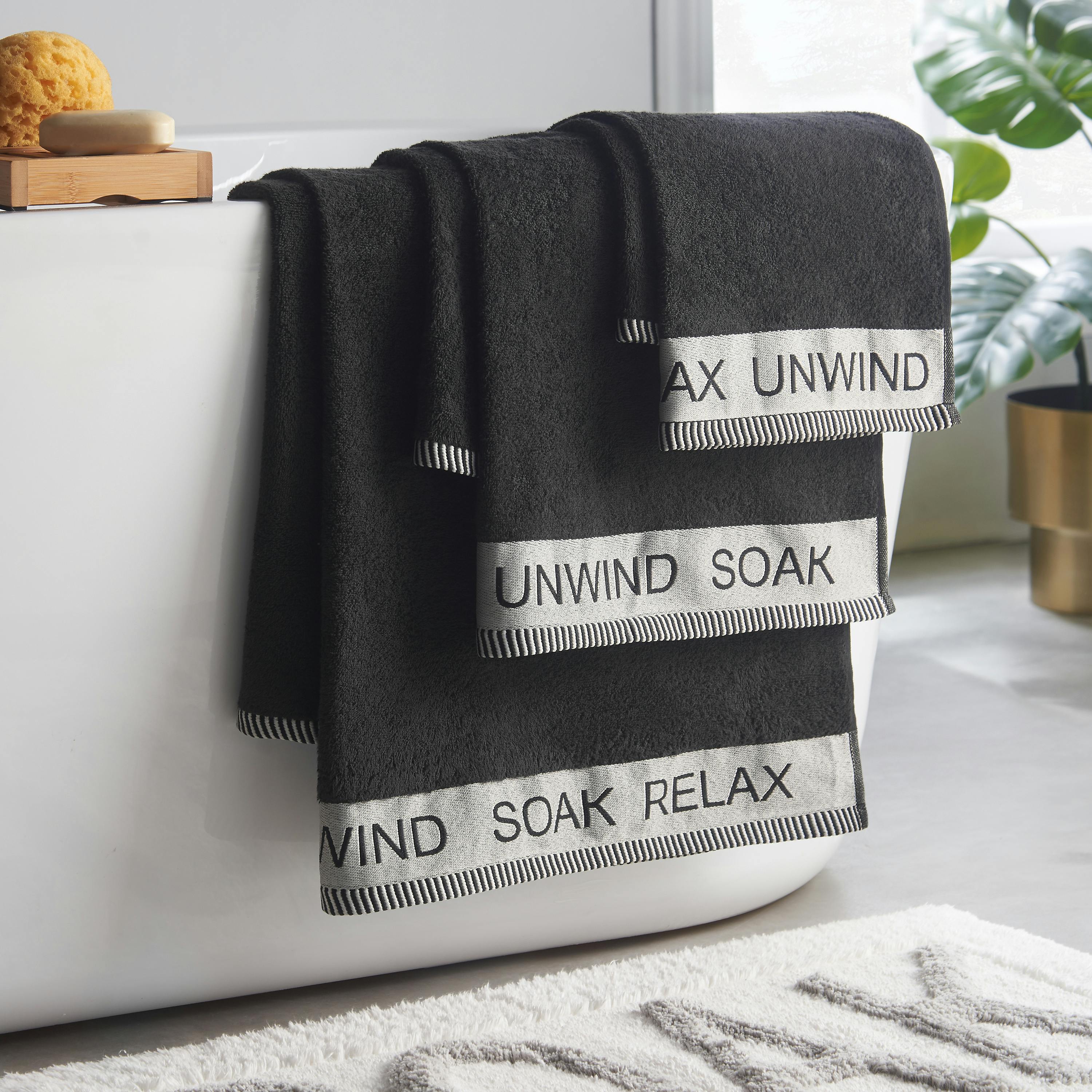 Rackhams Black Relax And Unwind 4 Piece Towel Set - 4 Piece Towel Set