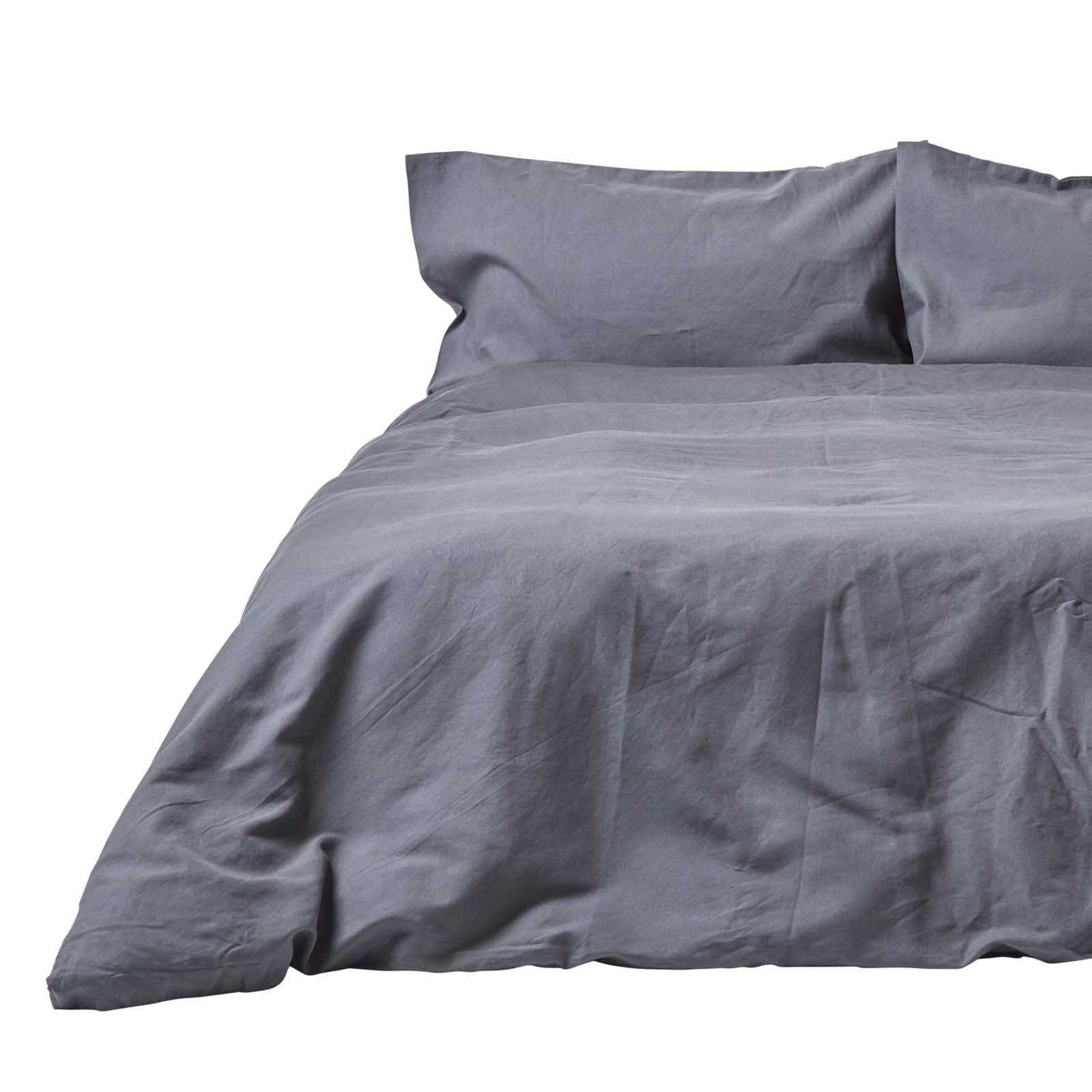 Rackhams Dark/Grey French Flax Linen Duvet Cover Set - King