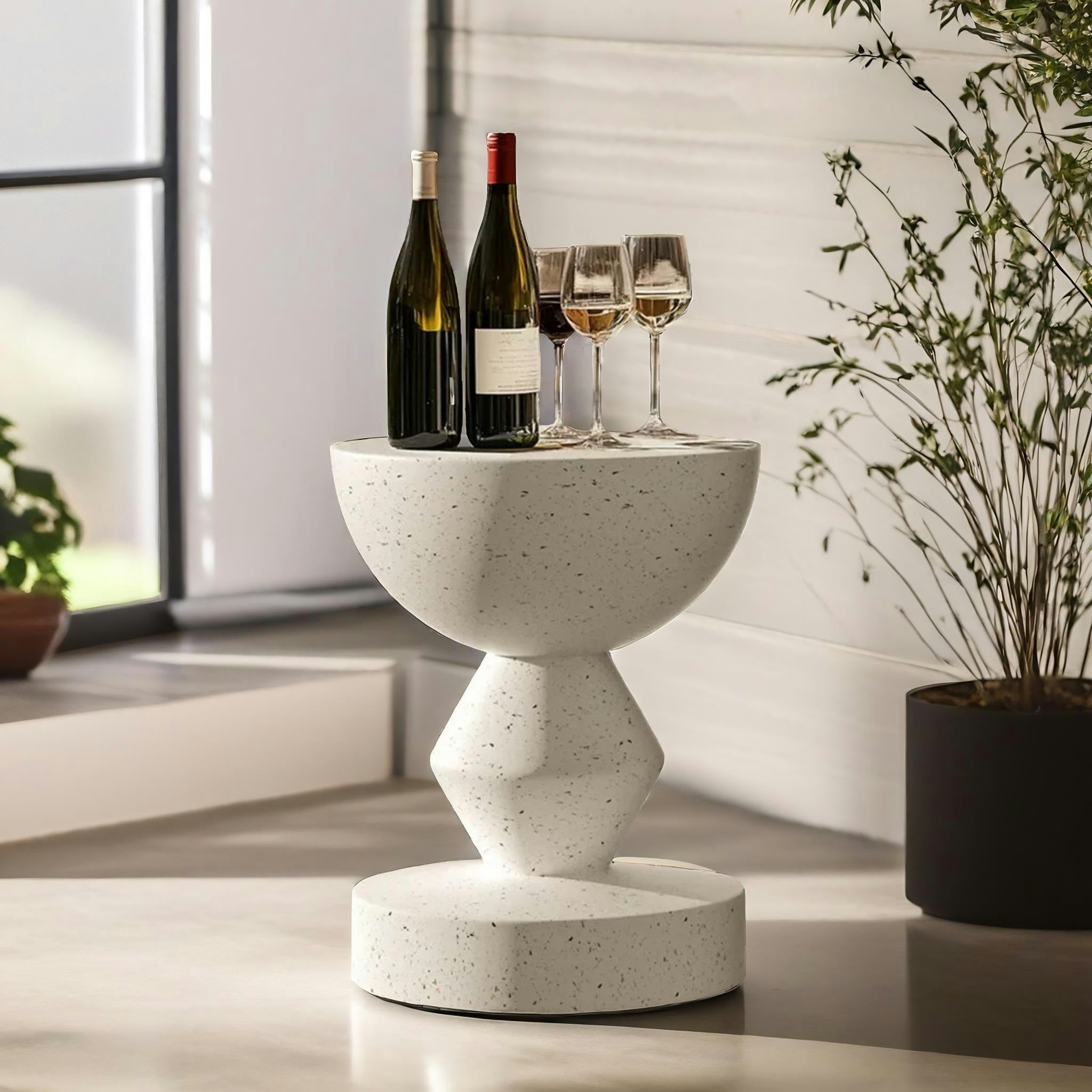 Rackhams White Industrial Round Concrete Indoor Outdoor Side Table Nordic