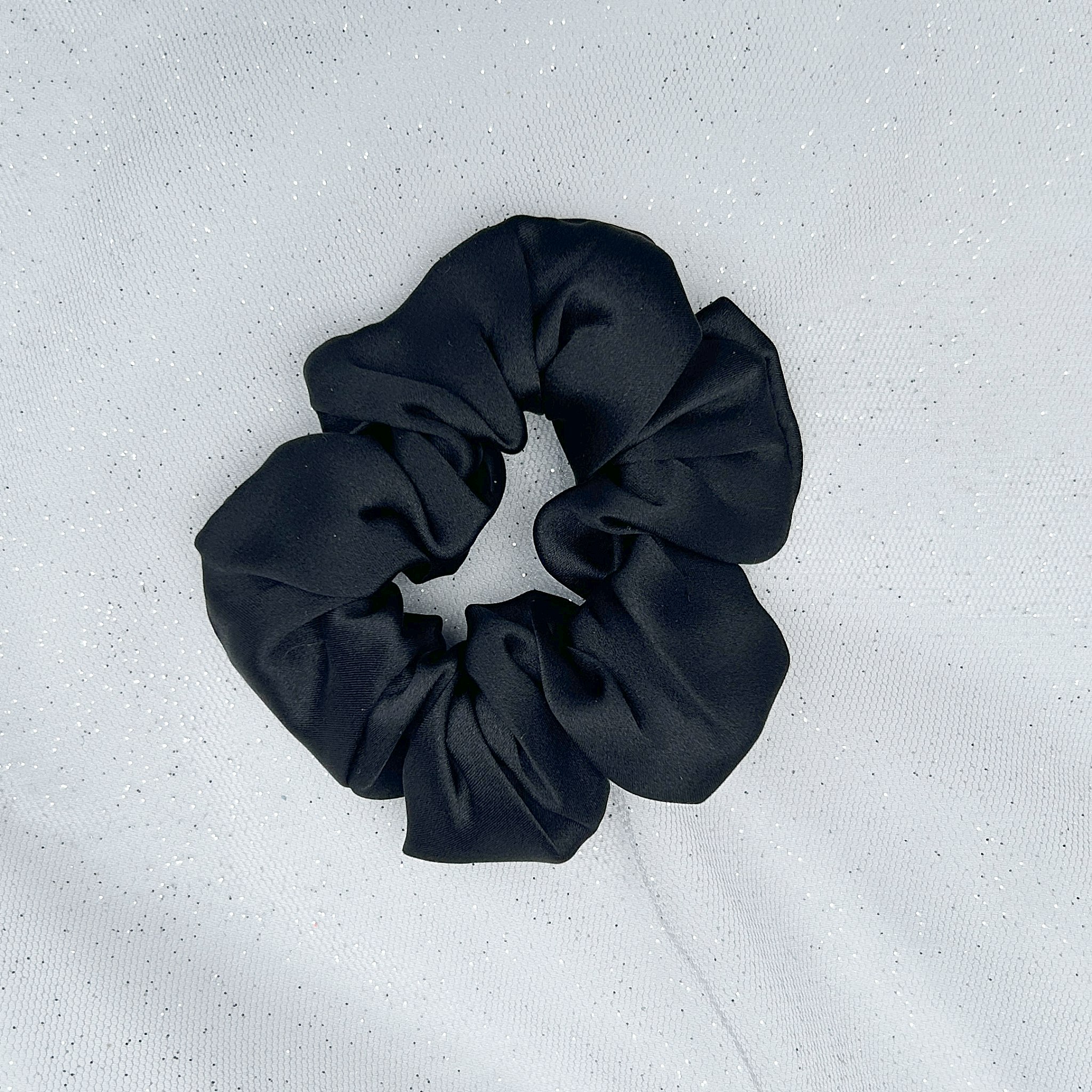Queenmee Accessories Black Silk Scrunchie Mulberry Silk