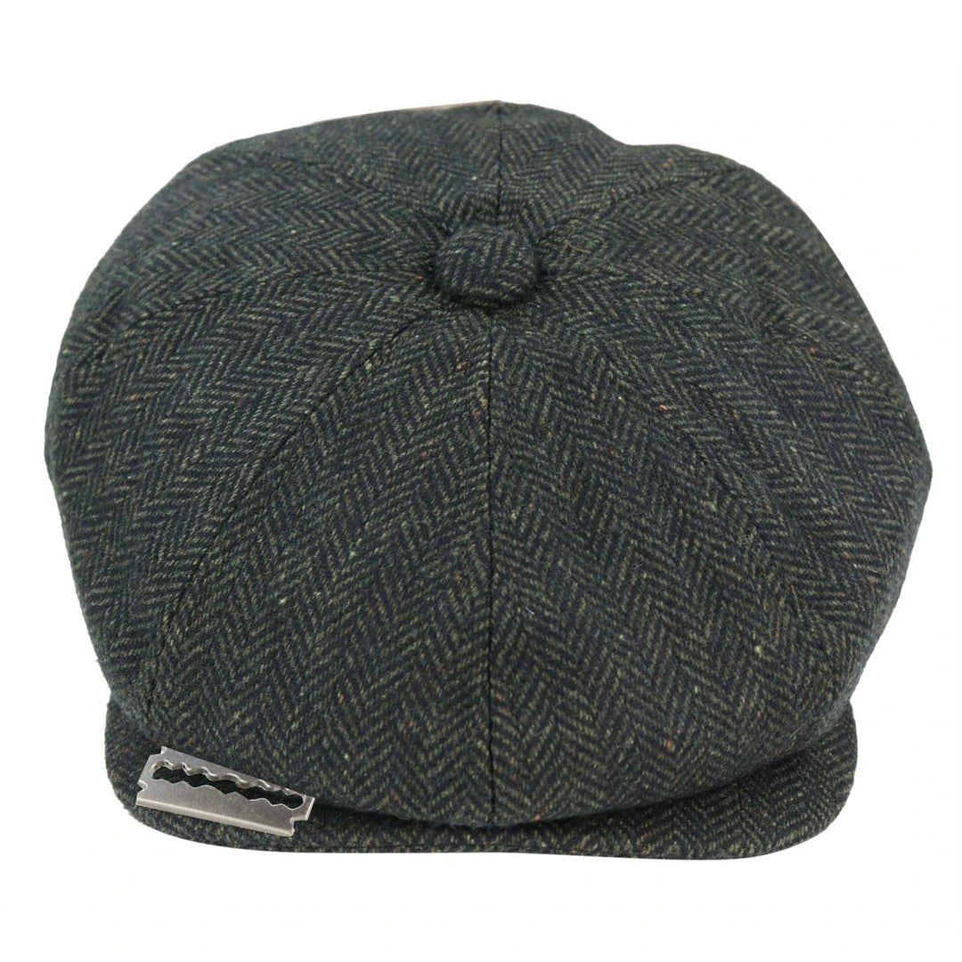 Truclothing Men's Tweed Newsboy Cap Peaky Baker Flat Check Hat - Small - Olive