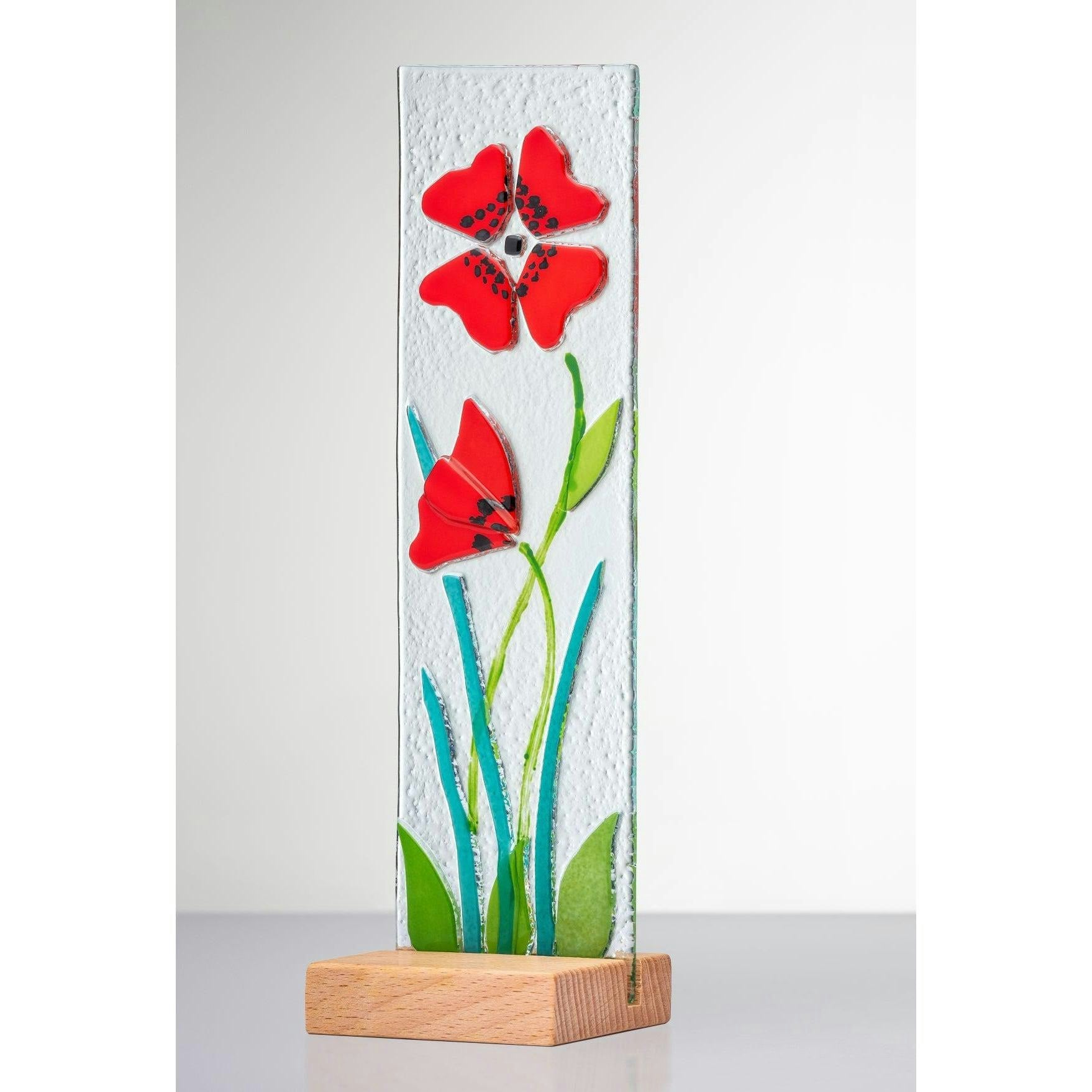 Sienna Glass Red Standing Decorative Flower Plaque