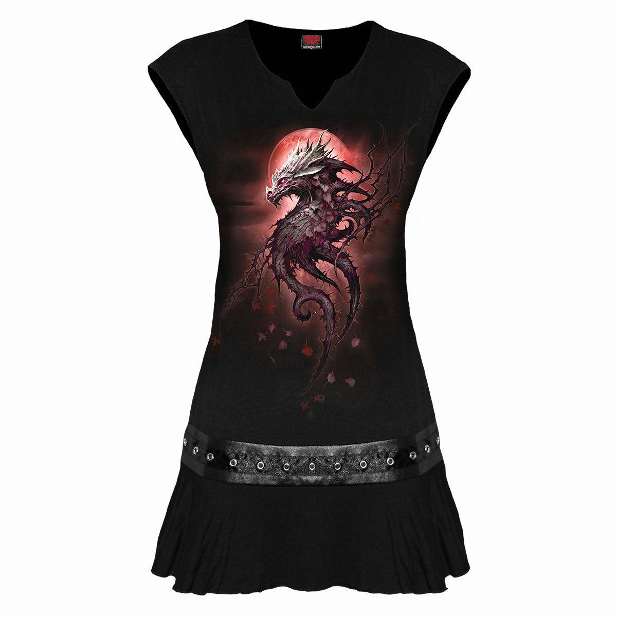 Spiral Direct Black Oak Dragon - Stud Waist Mini Dress - Xl - Digital - Digital