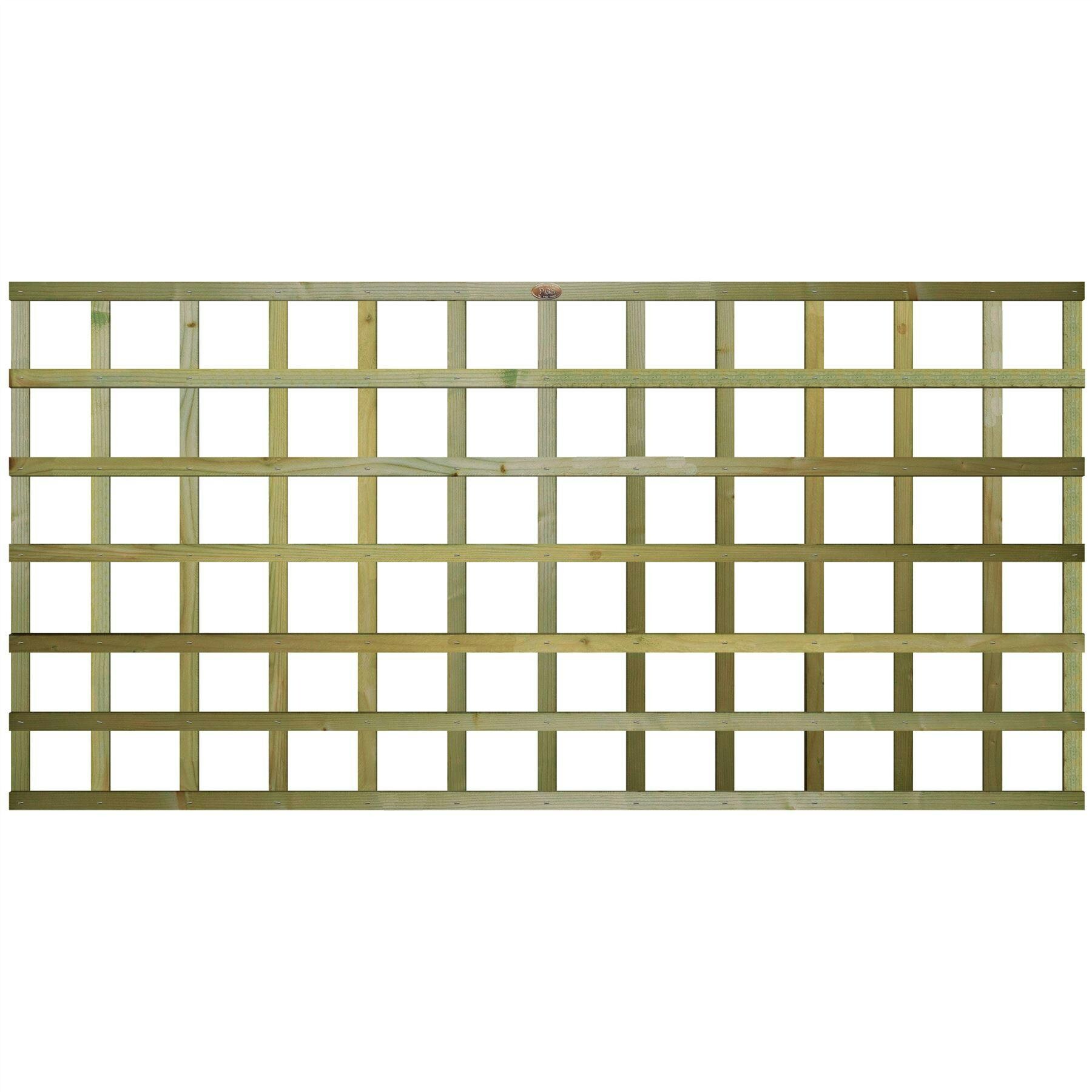 Premier Garden Supplies Pressure Treated (Tanalised) Standard Fence Panel 6Ft X 3Ft Square Garden Trellis Wooden Screen 3Pk | 182.8Cm X 90Cm, Flat Top Privacy Lattice, Pergola, Balcony & Patio Screening, Treated, Support For Plants & Vegetables - Image 2