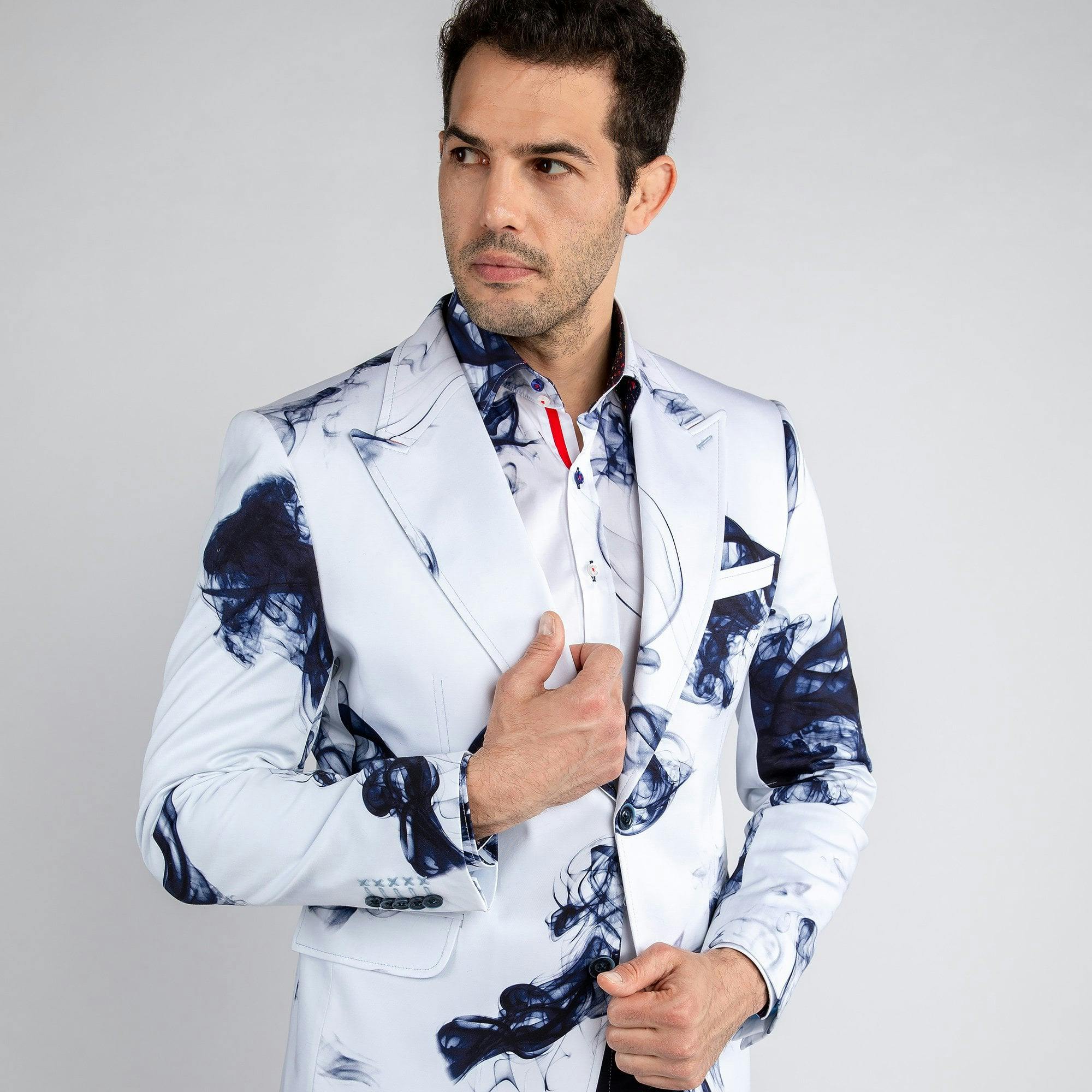 Claudio Lugli White Smoke Printed 2 Piece Suit - 44Uk/ 54 Eu
