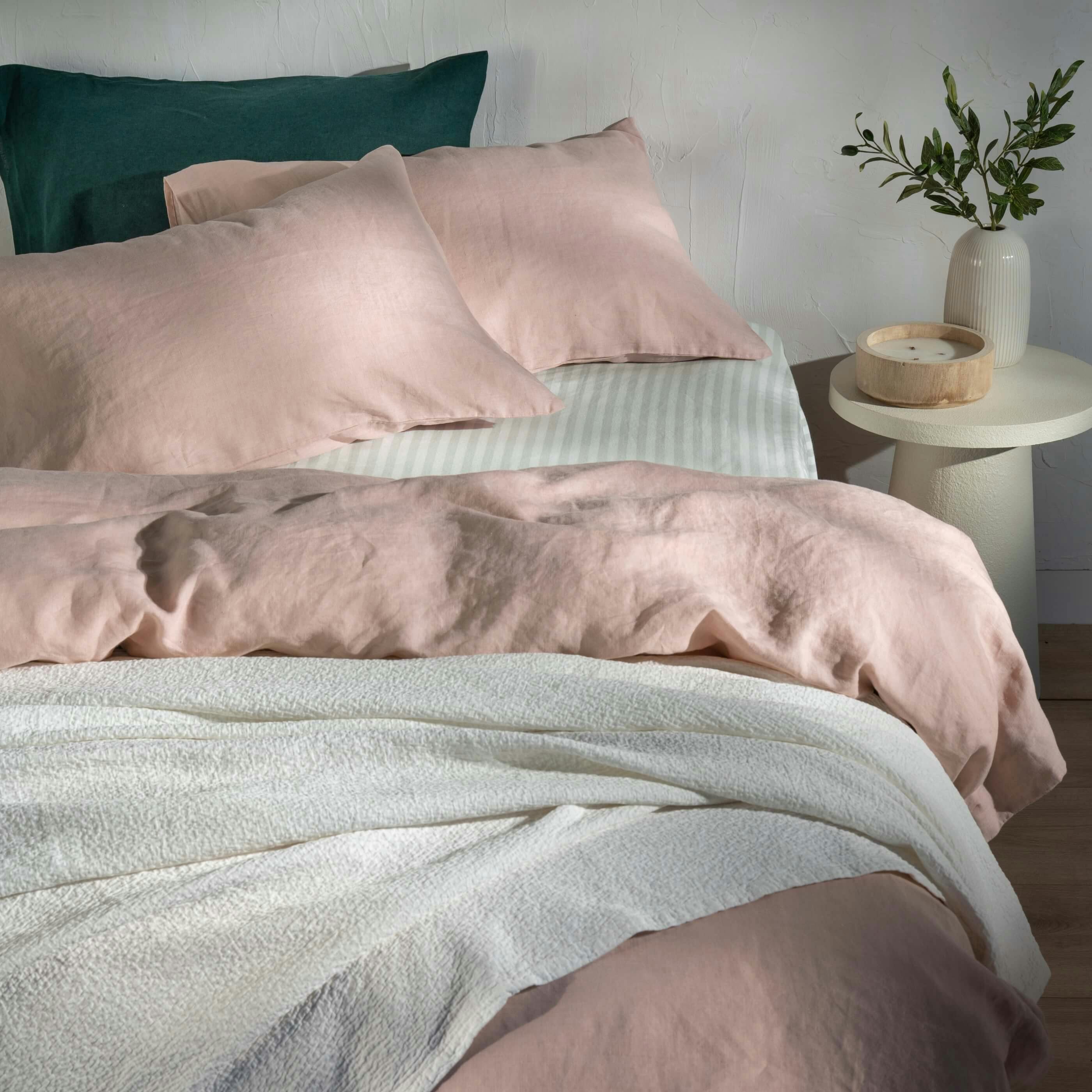 Rackhams Pink Soft French Linen Duvet Cover - Super King