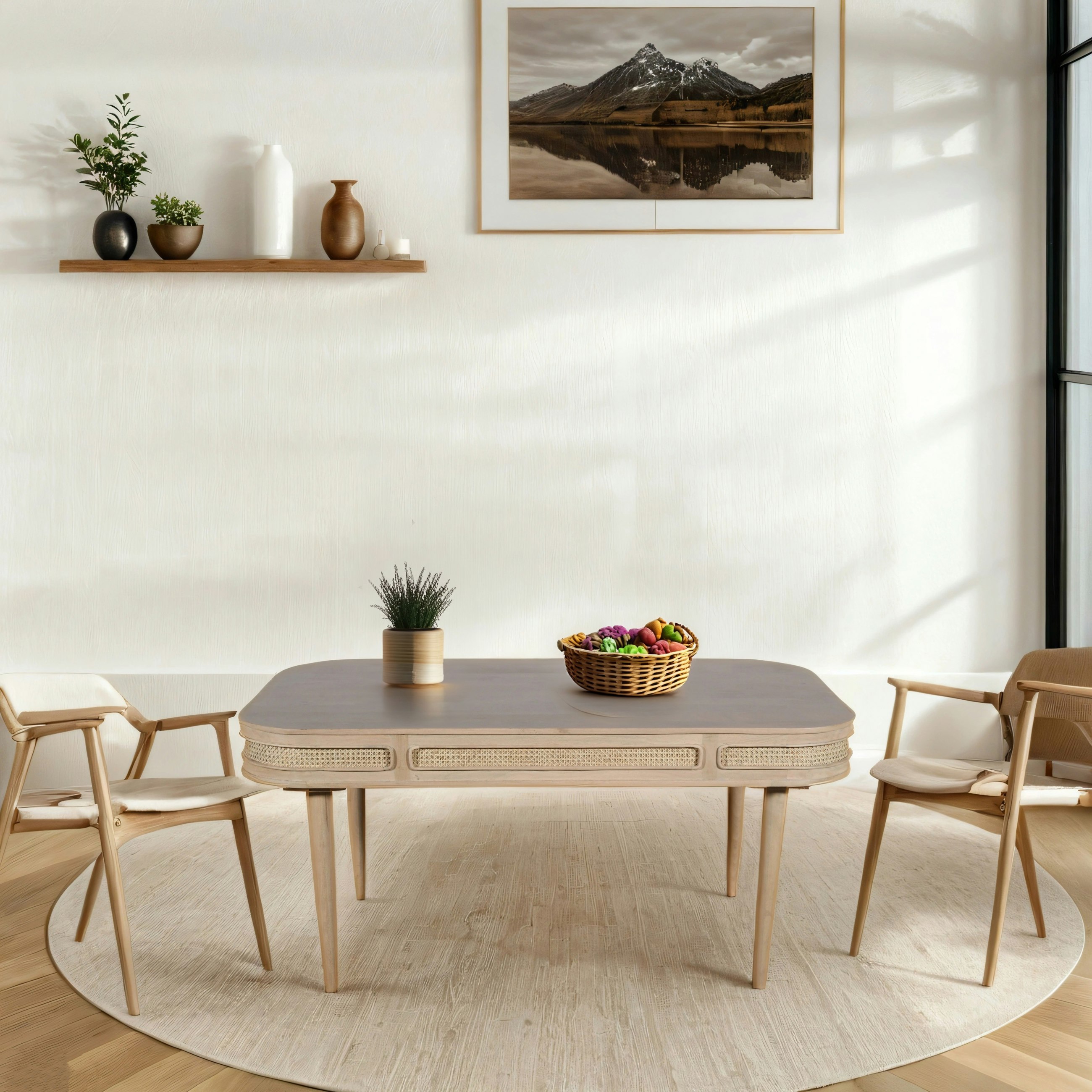 Ih Design Carlester Cane And Wood Dining Table - Wood - 165X90x78cm (Lxdxh) - Dining Table