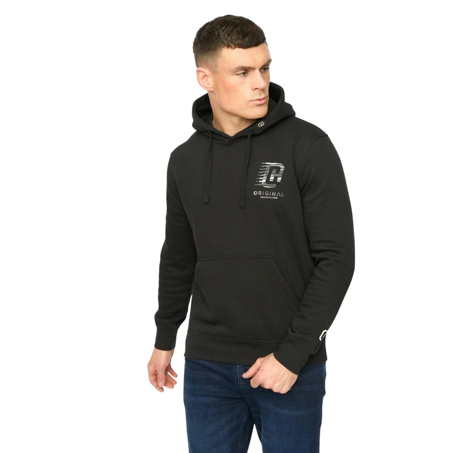 Crosshatch Men's Black Winchamp Hoodie - L - 60% Cotton/40% Polyester