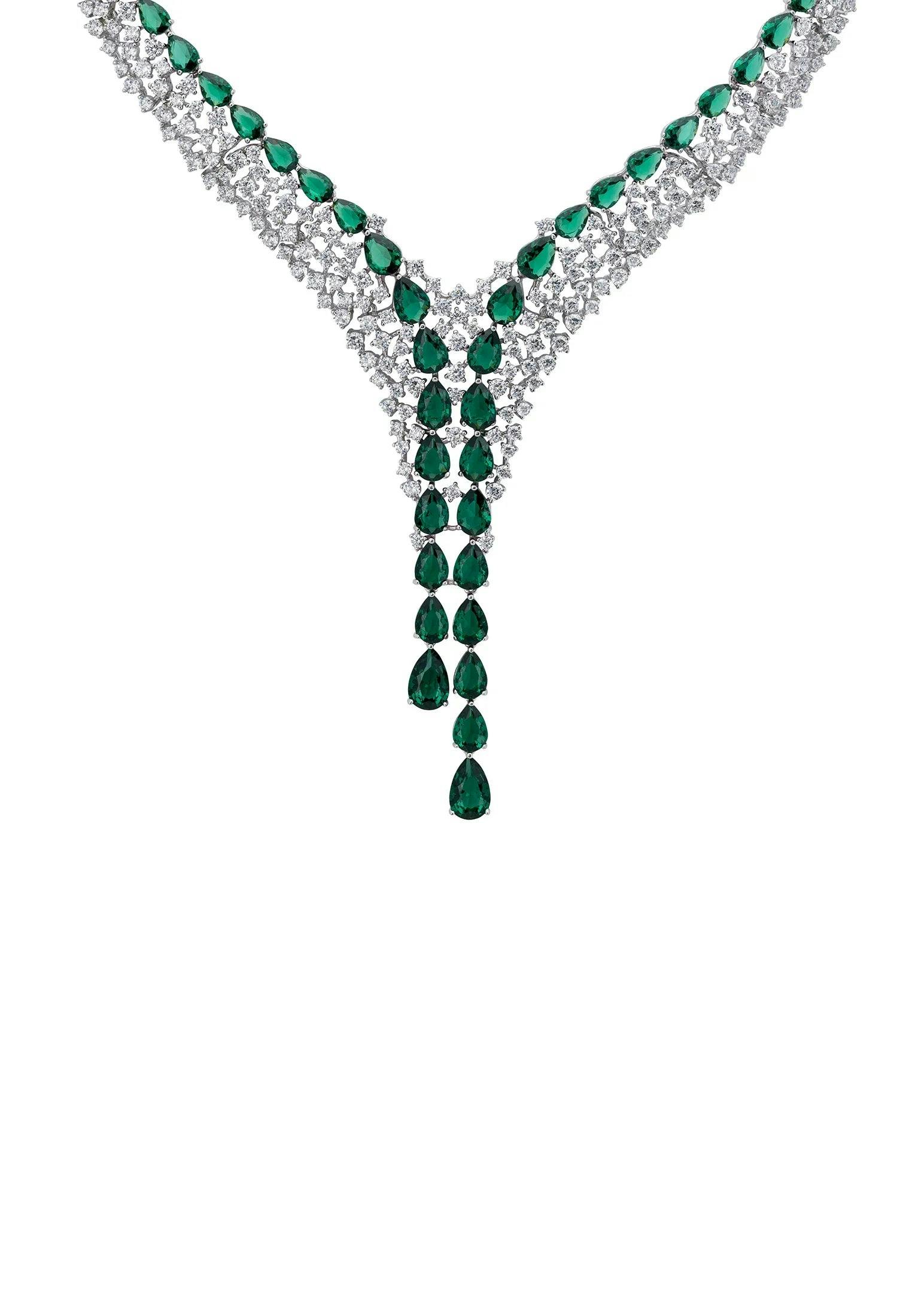 Latelita Silver Baroness Statement Necklace Emerald
