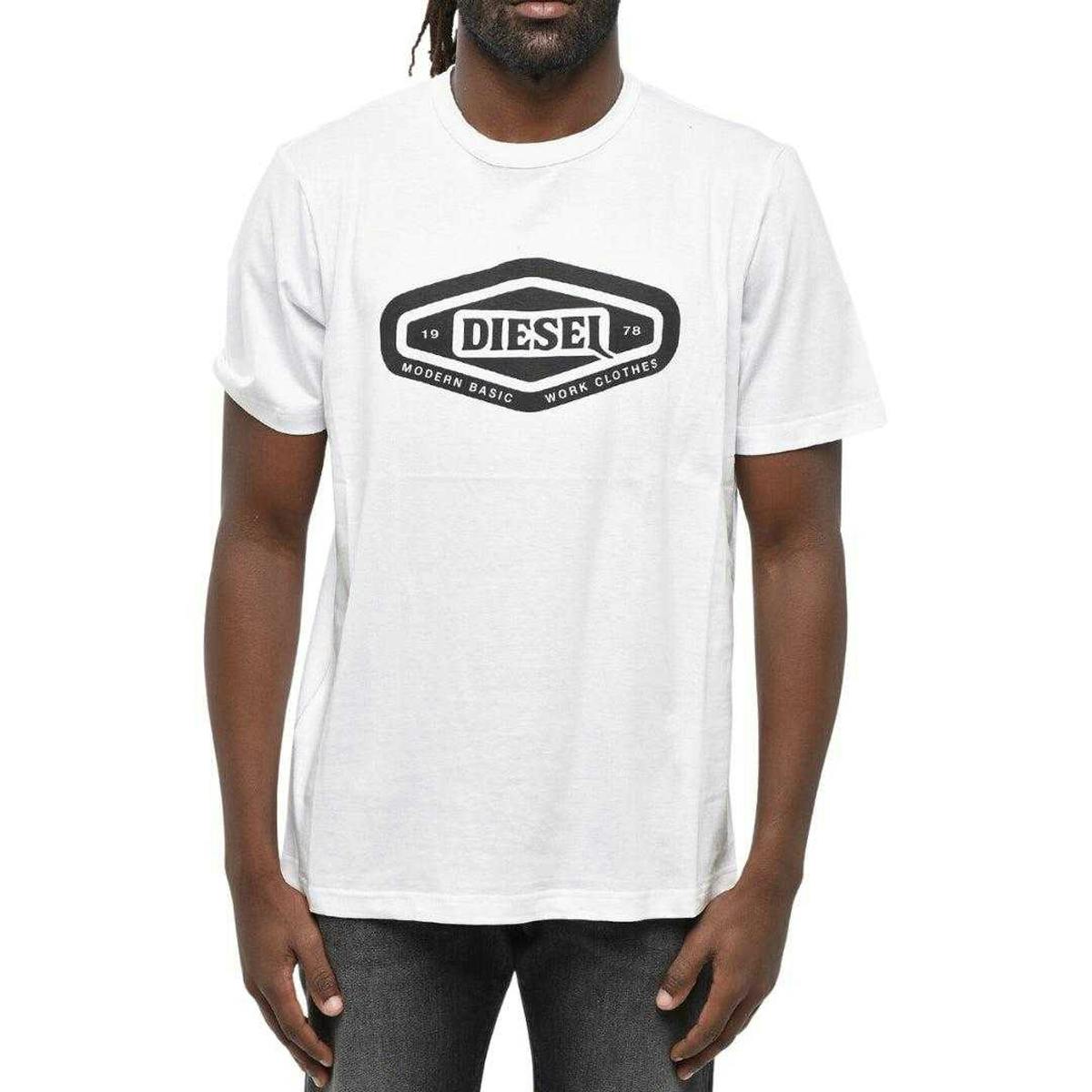 Diesel Men's White Basic Logo T-Shirt - S - 100% Cotton
