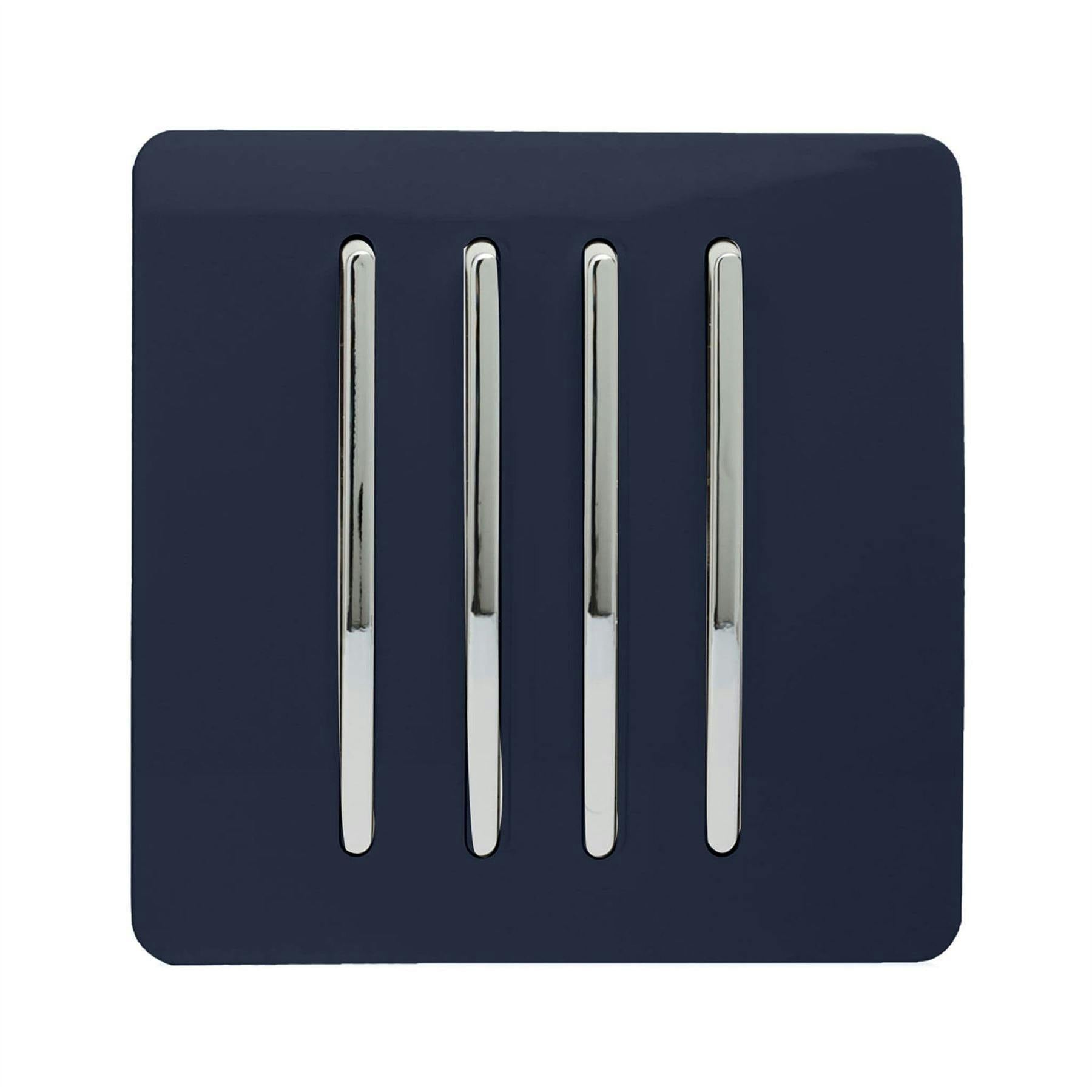 Trendi 4 Gang 2 Way Artistic Modern Glossy 10 Amp Rocker Tactile Light Switch Navy - Image 5