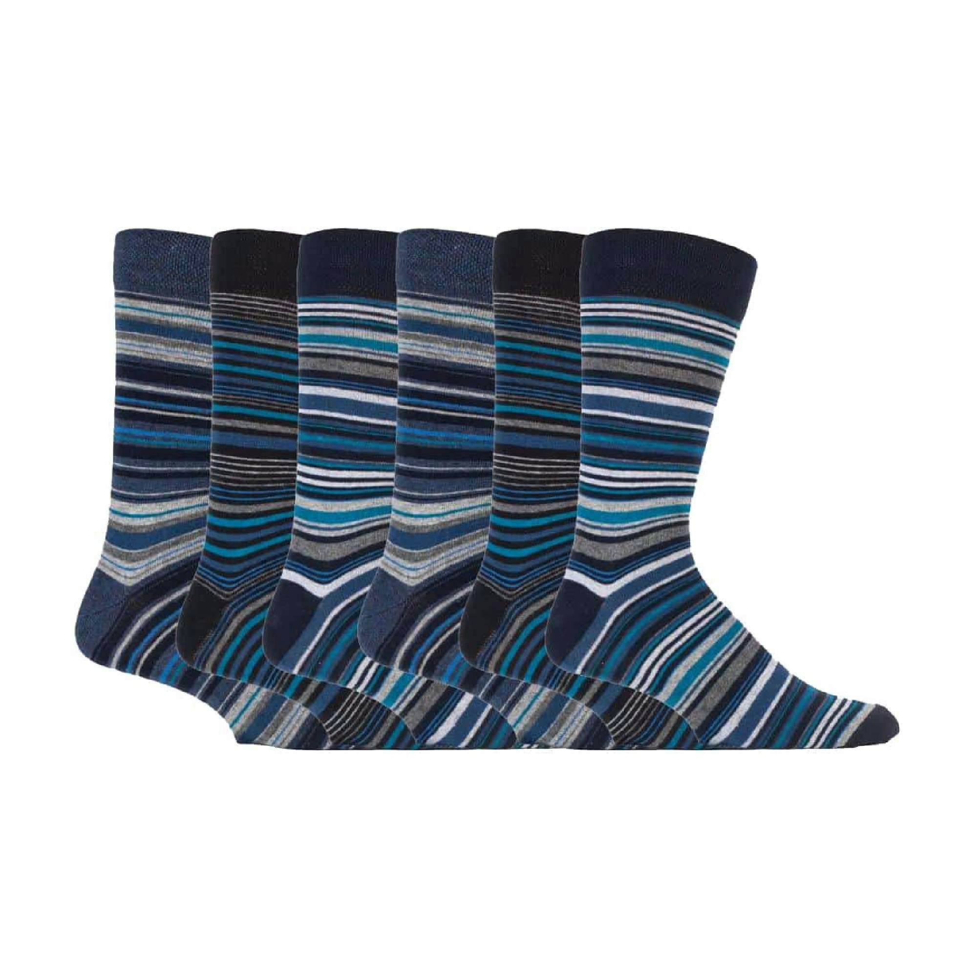 Sock Snob Men's 6 Pack Colourful Striped Patterned Dress Cotton Socks - Ss Leicester - 6-11 Uk