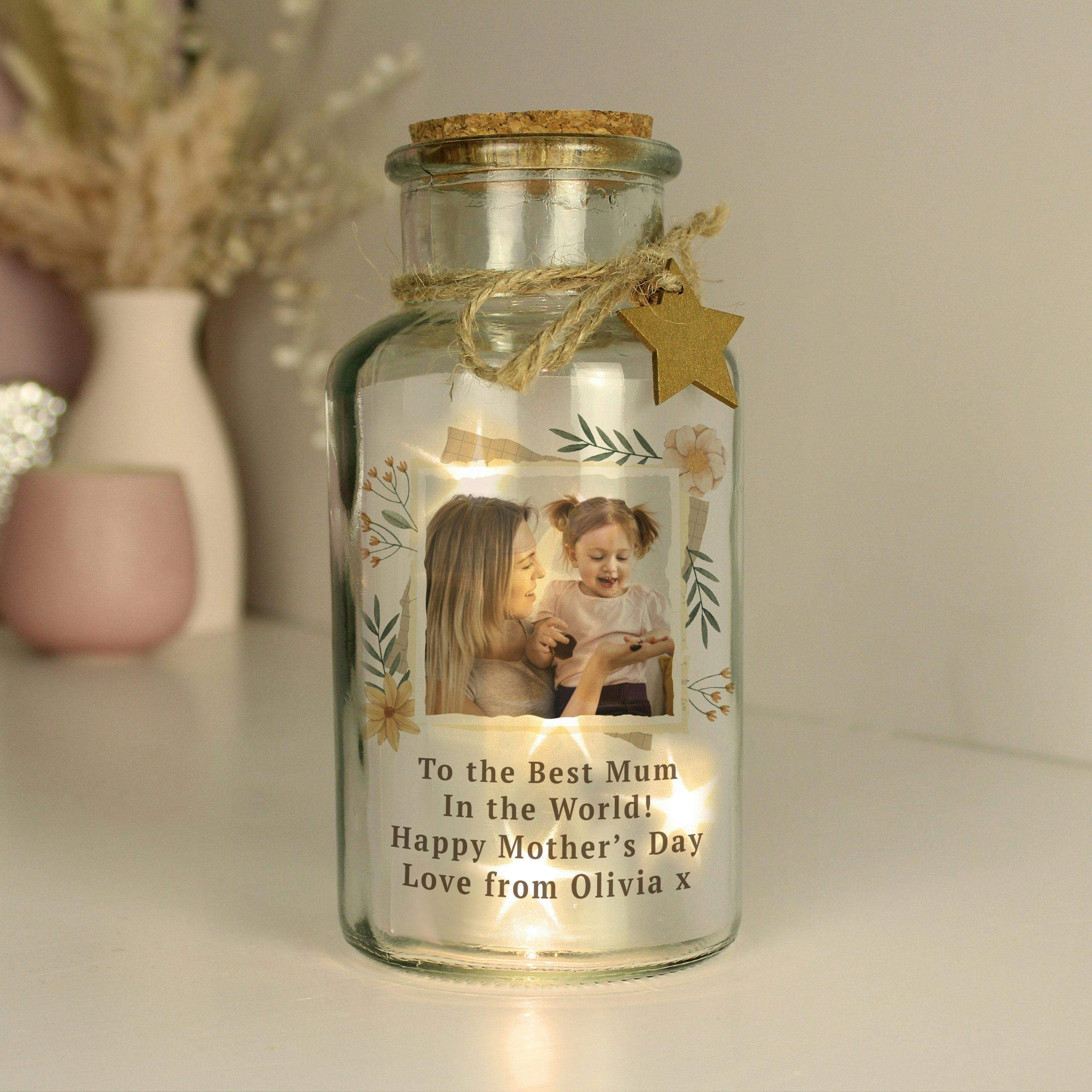 Rackhams Light Personalised Wild Flowers Photo Upload Led Up Jar