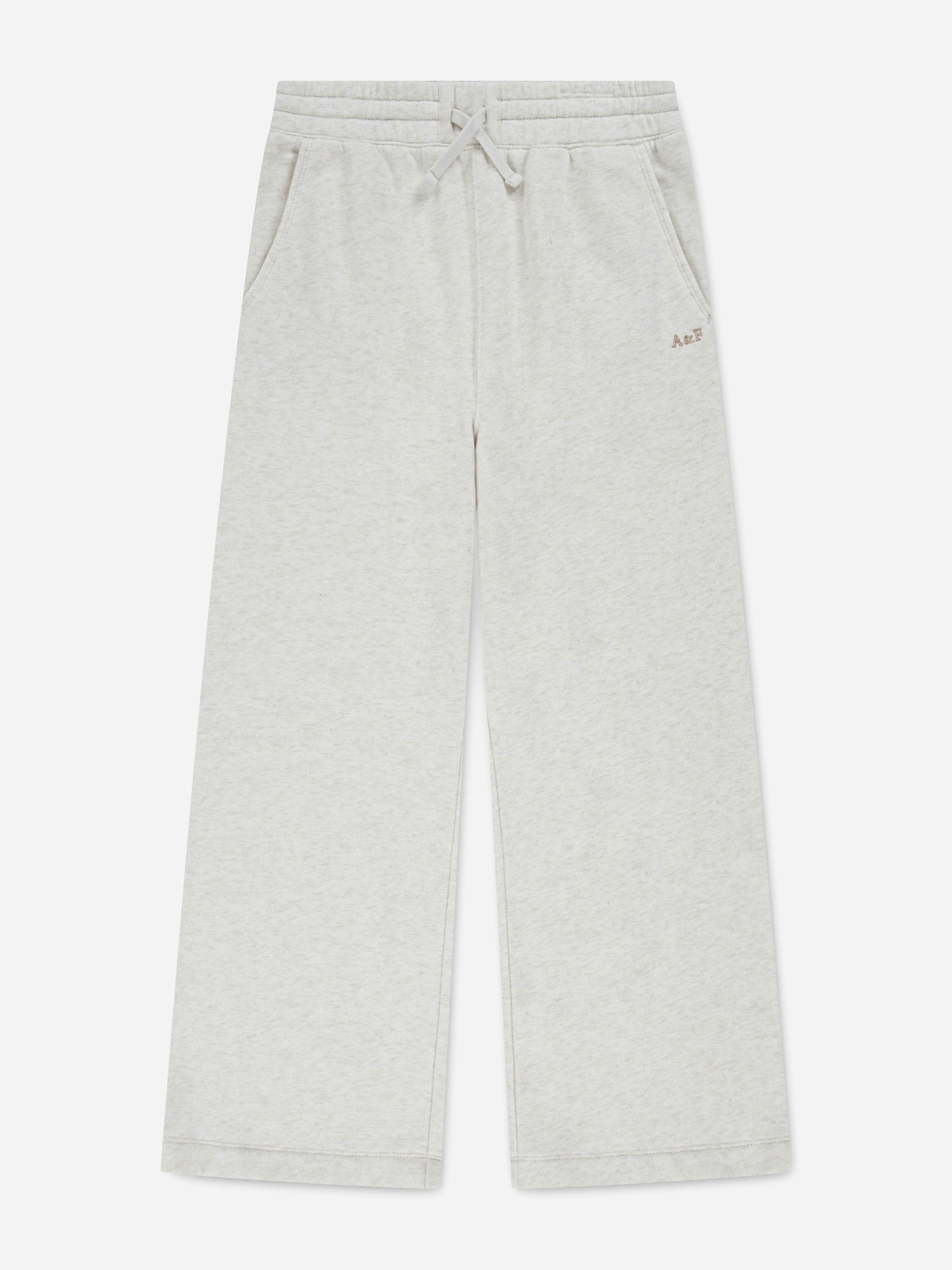 Abercrombie & Fitch Girls Beige Essential Wide Leg Joggers In - 7 - 8 Yrs