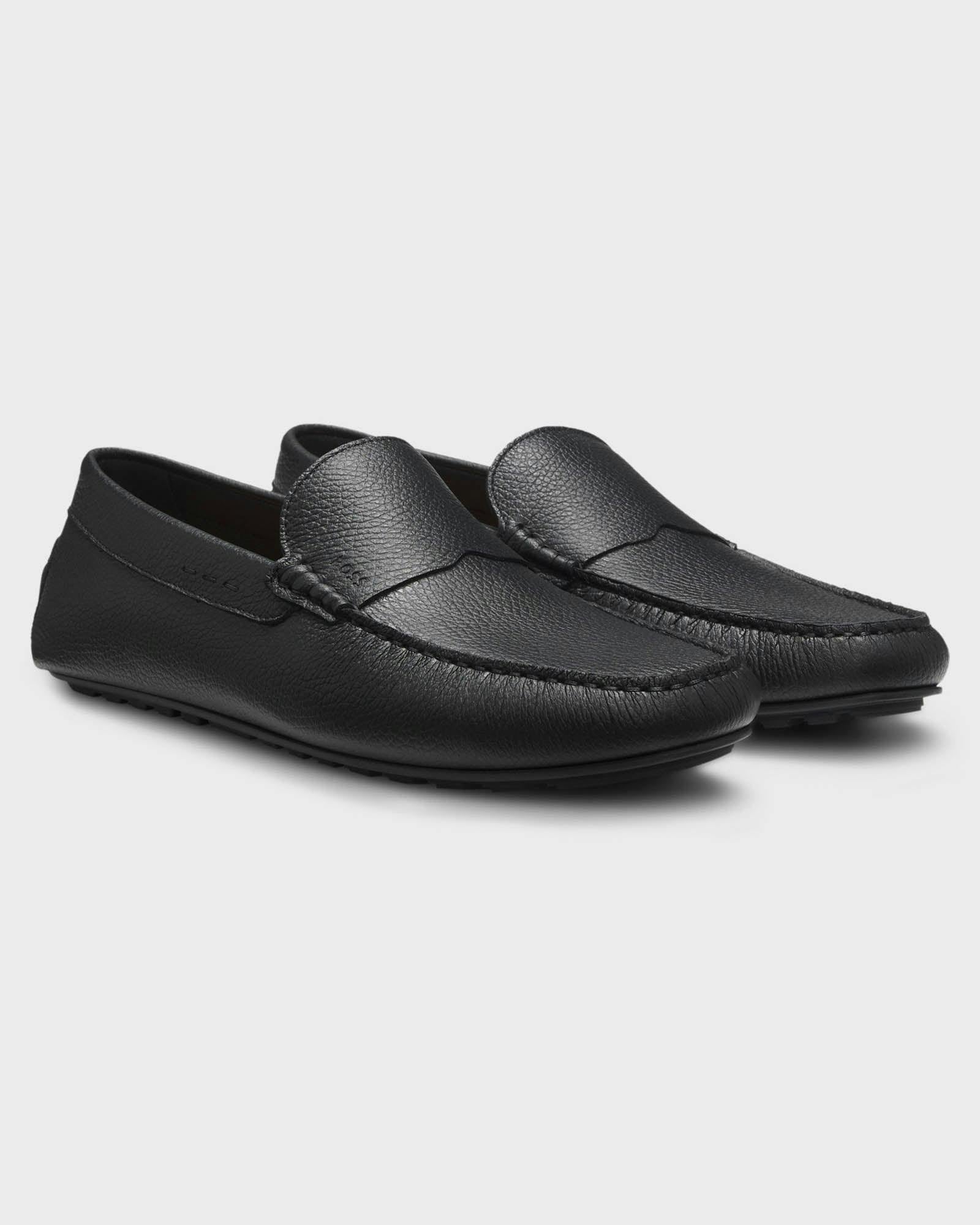 Boss Men's Orange/Black Noel Tumbled-Leather Loafers With Driver Sole - 001 - 001 - Uk8 Eu42 Us9