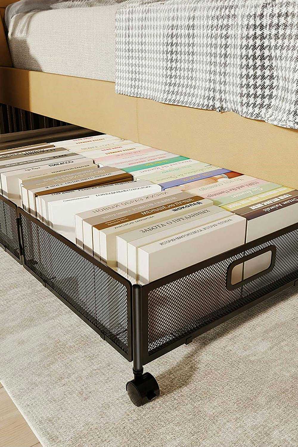 Rackhams Black Metal Underbed Wheeled Storage Container Organizer - One Size
