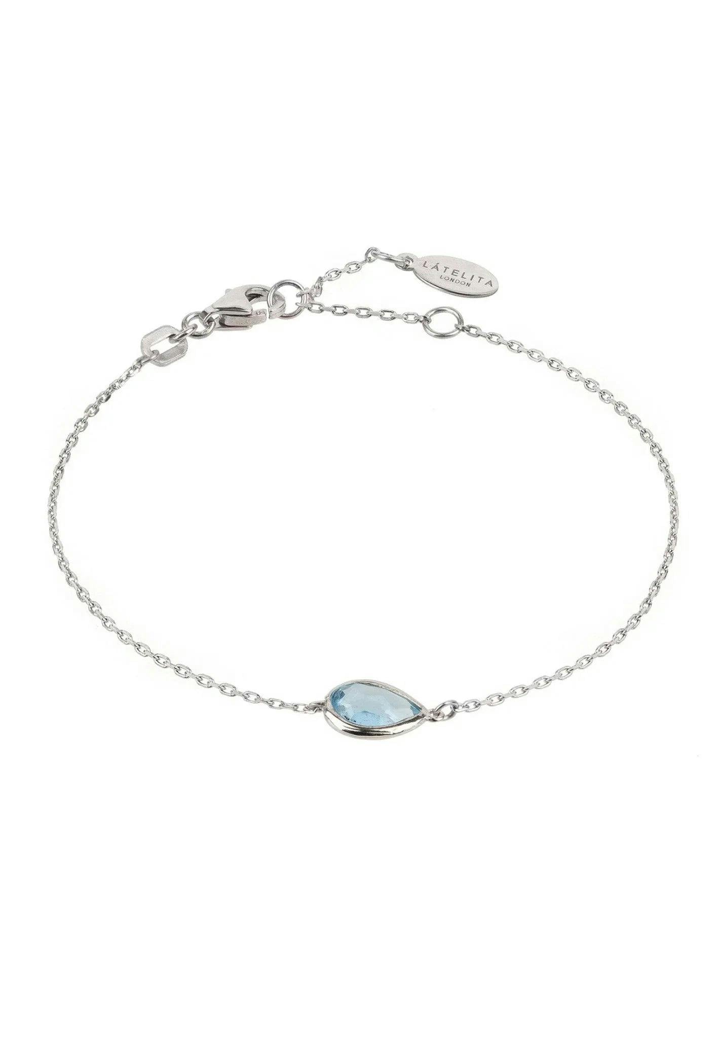 Latelita Silver/Blue Pisa Mini Teardrop Bracelet Topaz