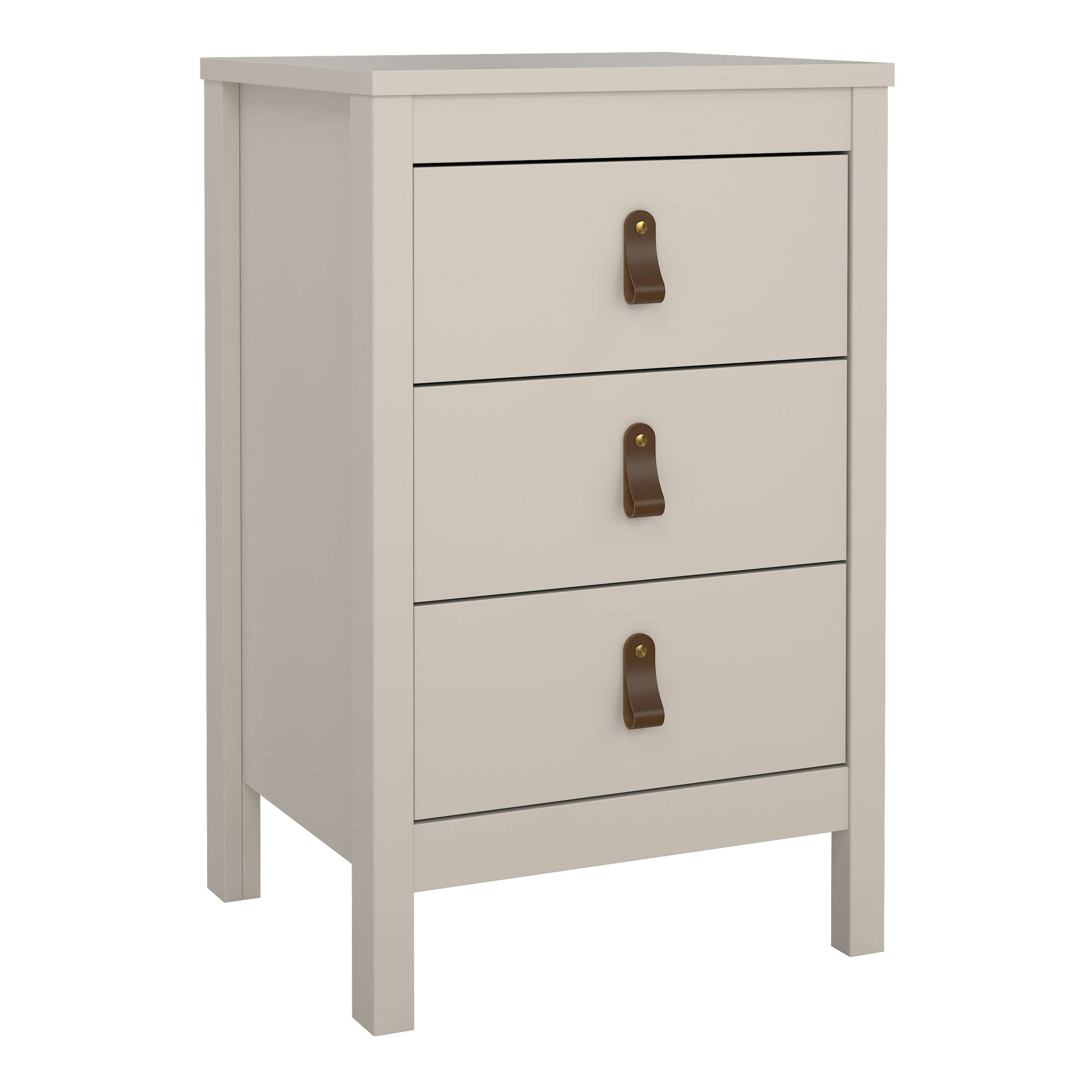 Rackhams Beige Barcelona Bedside Table 3 Drawers In Cashmere - Manufactured Wood - 1