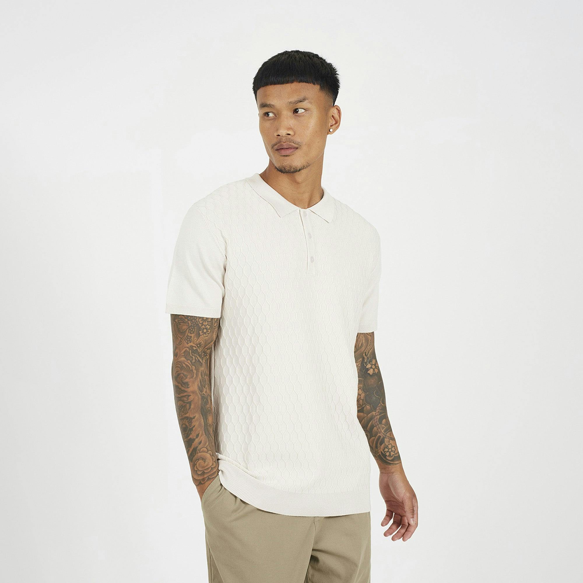Short Sleeve Mens Knitted Polo Shirt - - Image 2