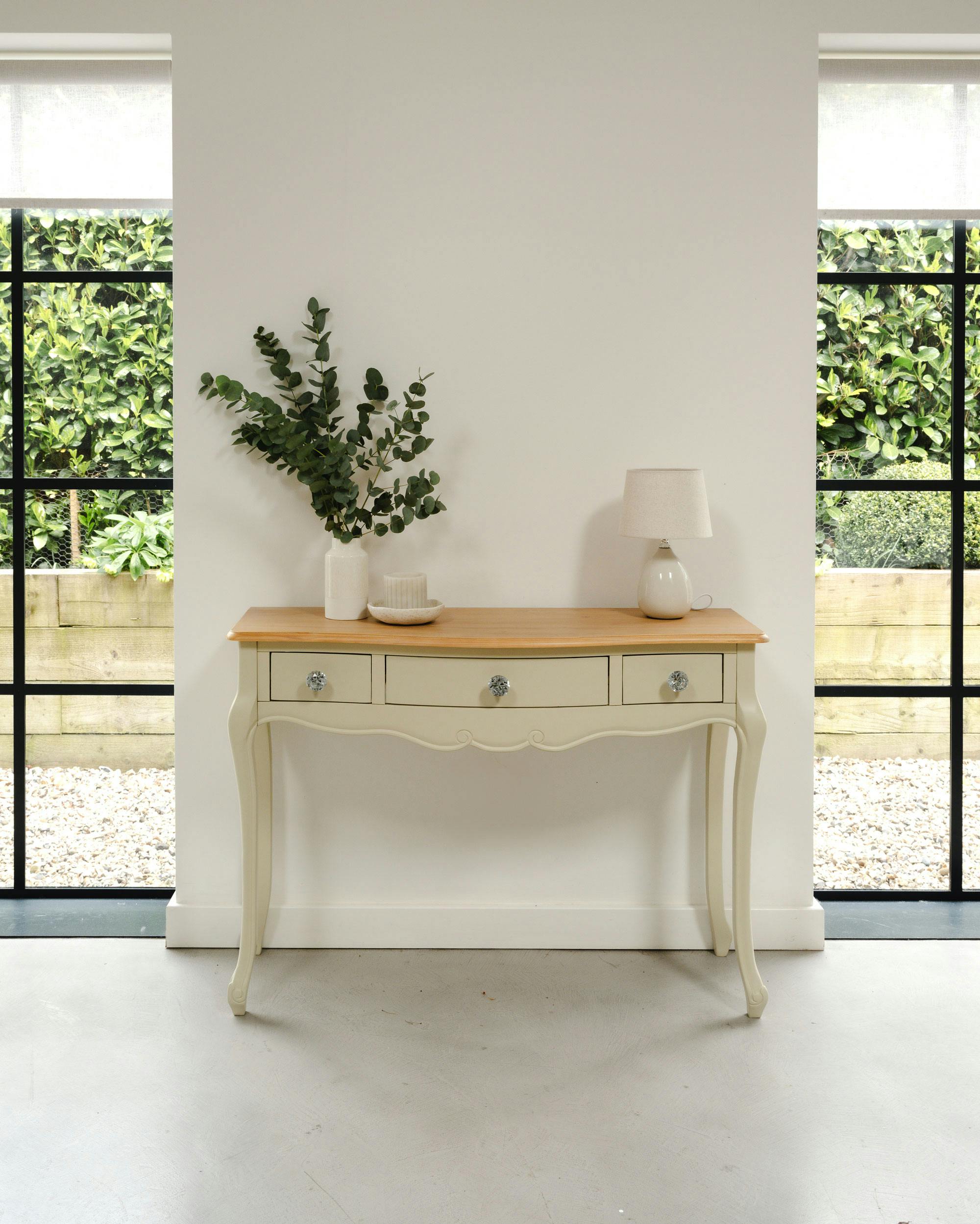 Rackhams Cream Juliette French Dressing Table With Drawers And Crystal Handles - Champagne,