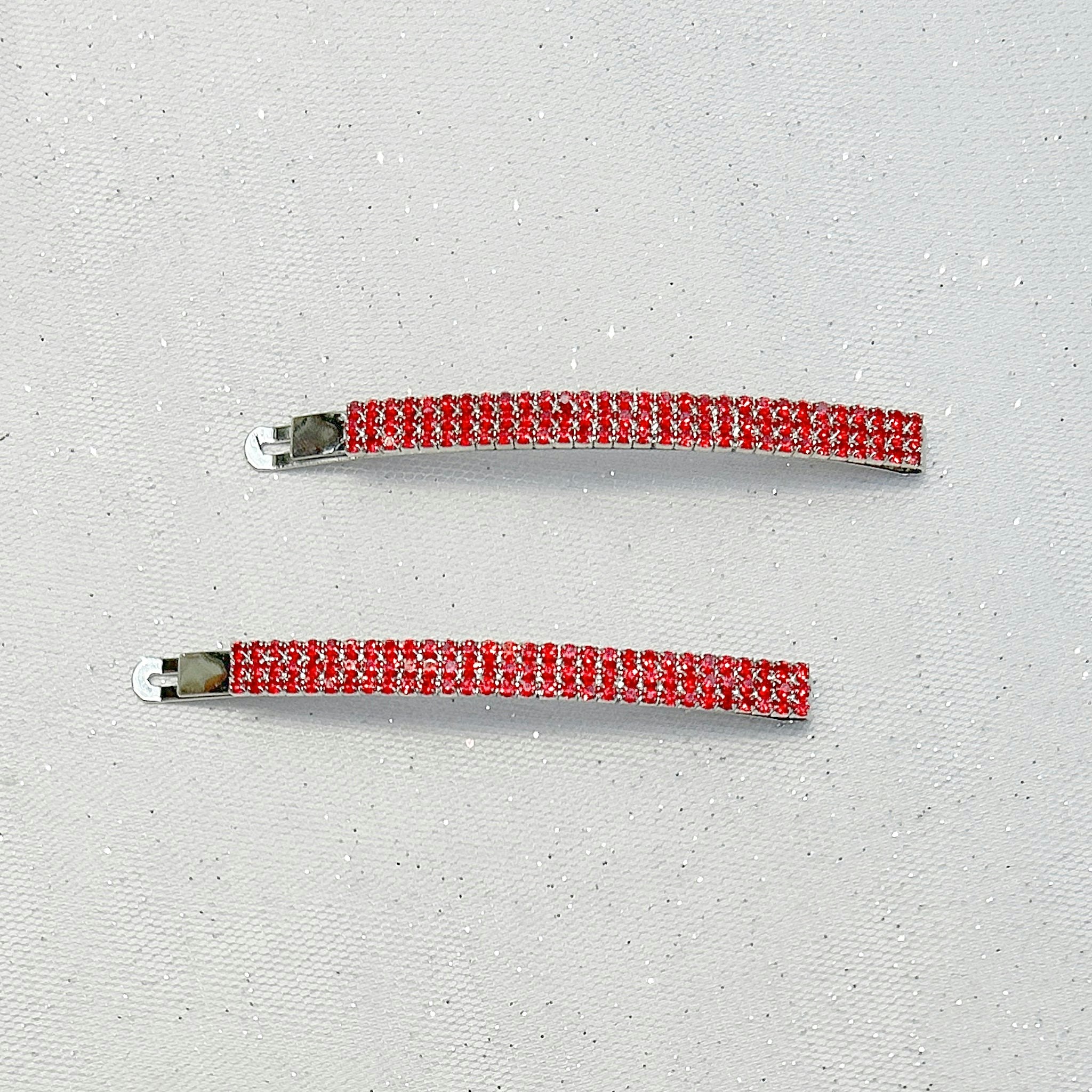 Queenmee Accessories Red Diamante Hair Slides Large