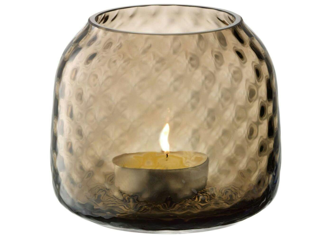 Rackhams Brown Lsa Dapple Tealight Holder Vase 7Cm Earth - 7Cm - 1 - Glass