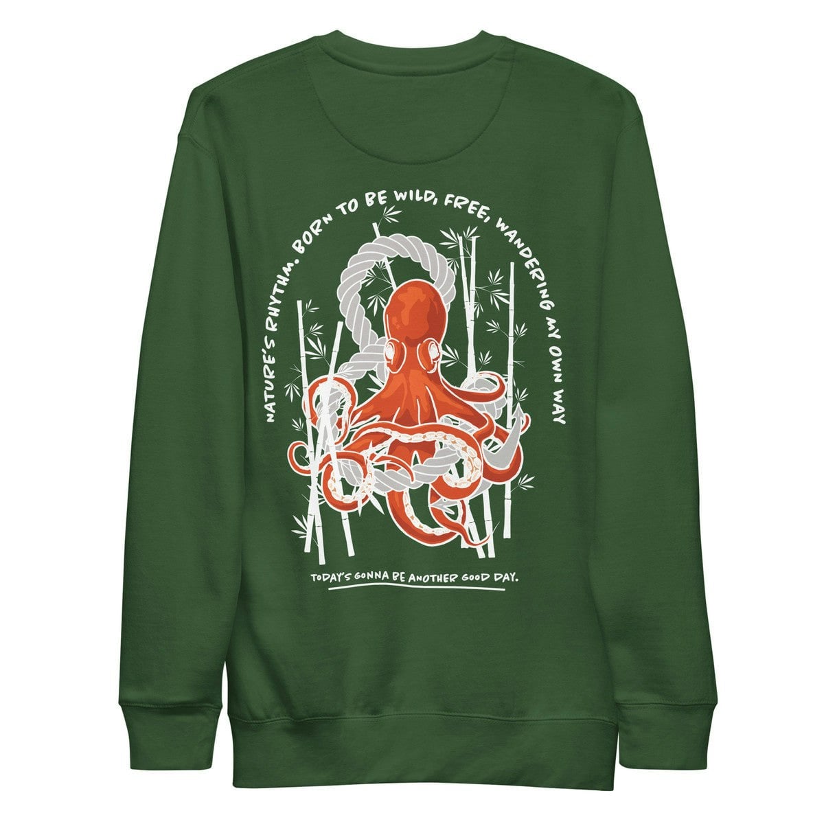 Anchor & Crew Green Octopus Another Good Day Cotton Blend Sweatshirt - Forest - L
