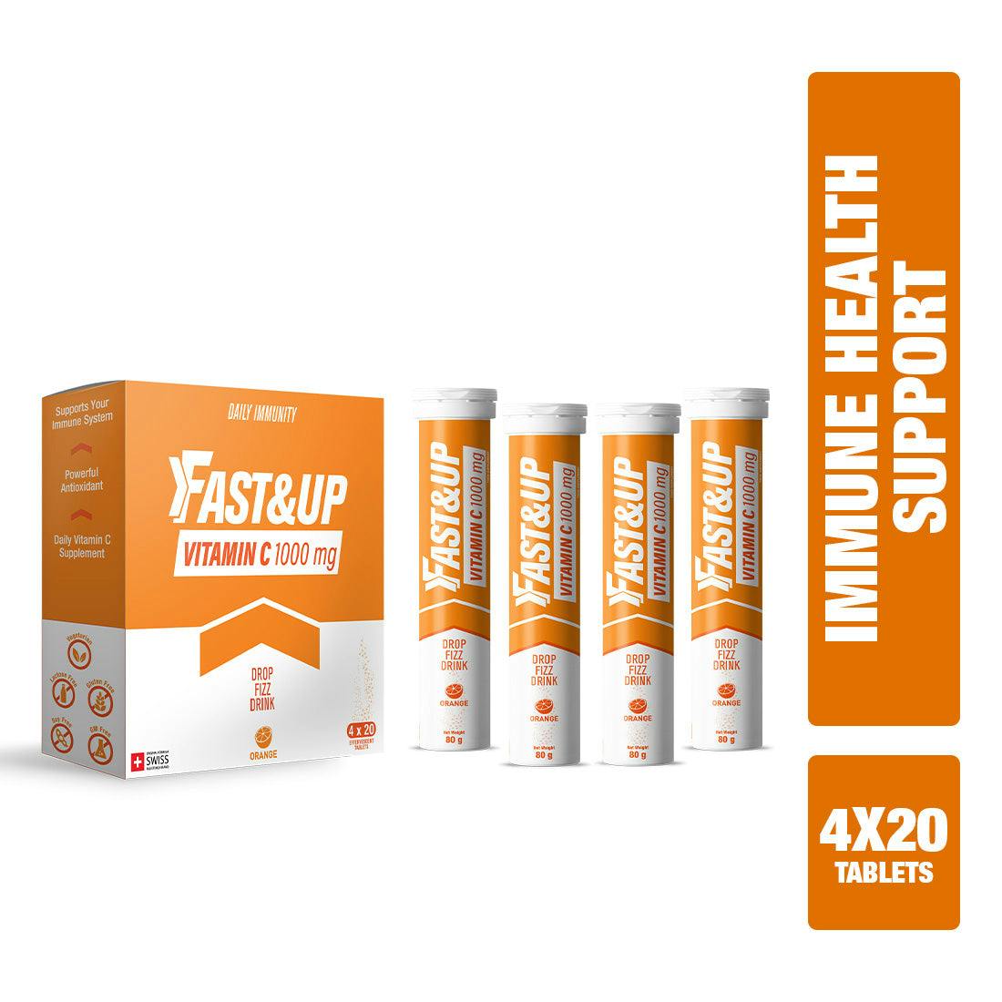 Fast&Up Orange Vitamin C 1000Mg Tablets - Immunity & Antioxidant Support | Pack Of 4