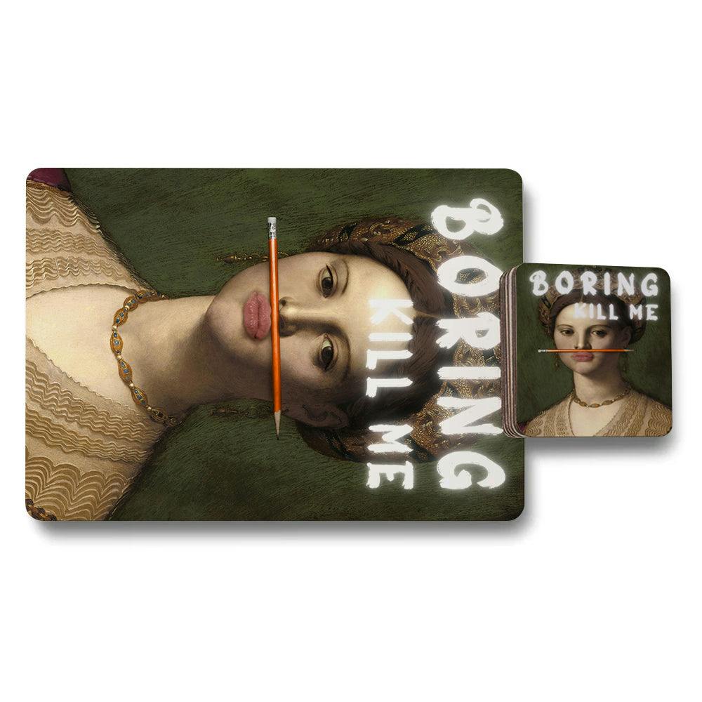 Rackhams Set Of 12 Placemats And Coasters With Designer Artwork And Wood Bottom