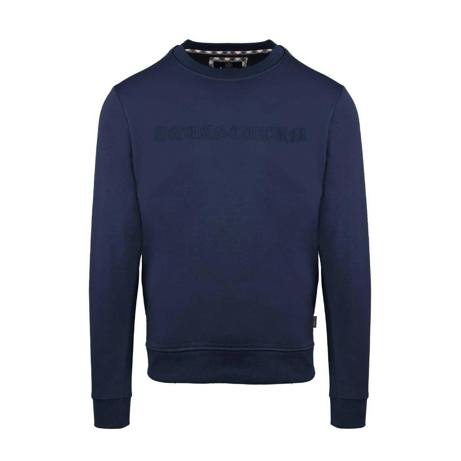 Aquascutum Men's Ribbed Collar Sweatshirt - Navy - L - Navy - 100% Mixed