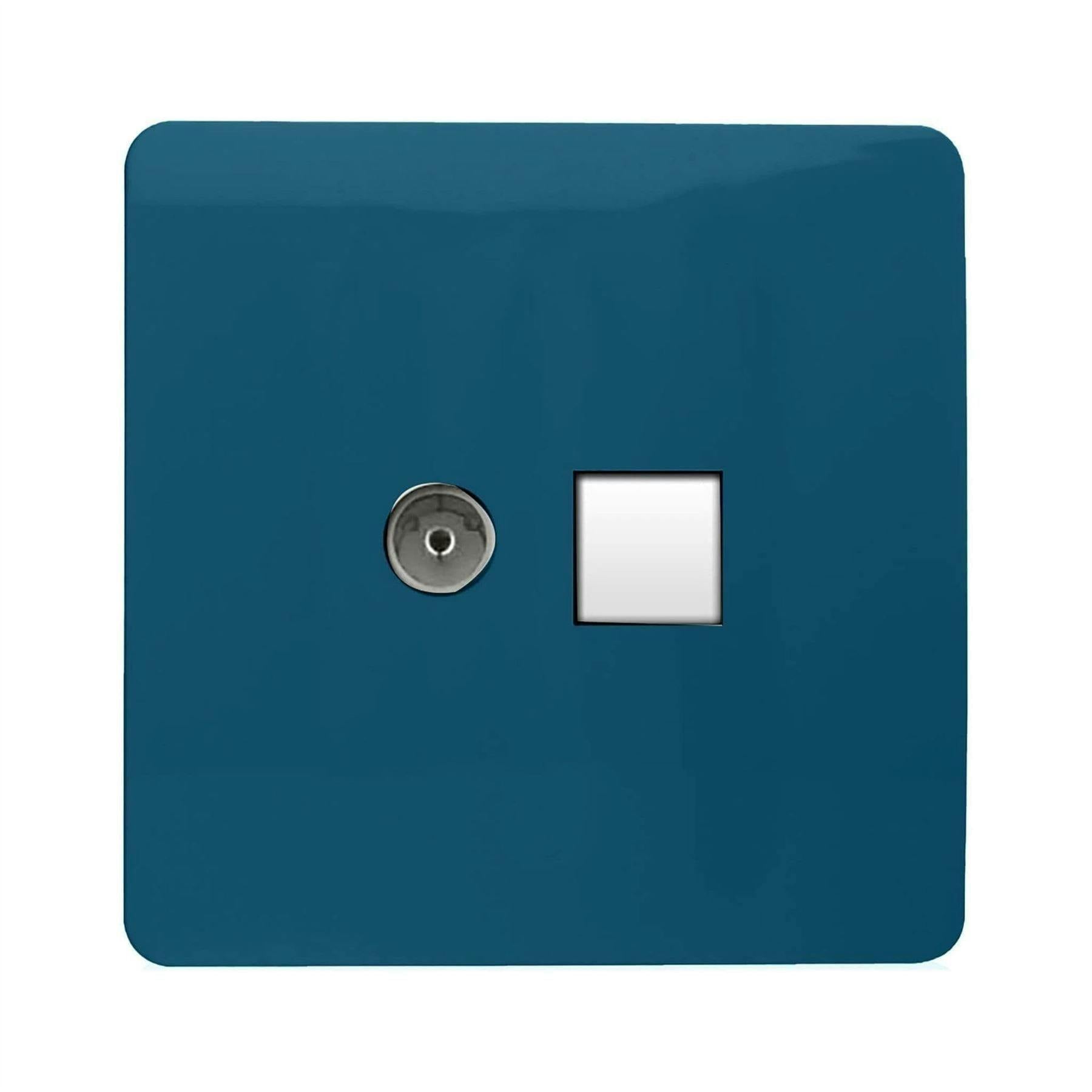 Trendi Switch 2 Gang Tv Co-Axial & Rj45 Cat 6 Ethernet Sockets - Midnight Blue - Image 3