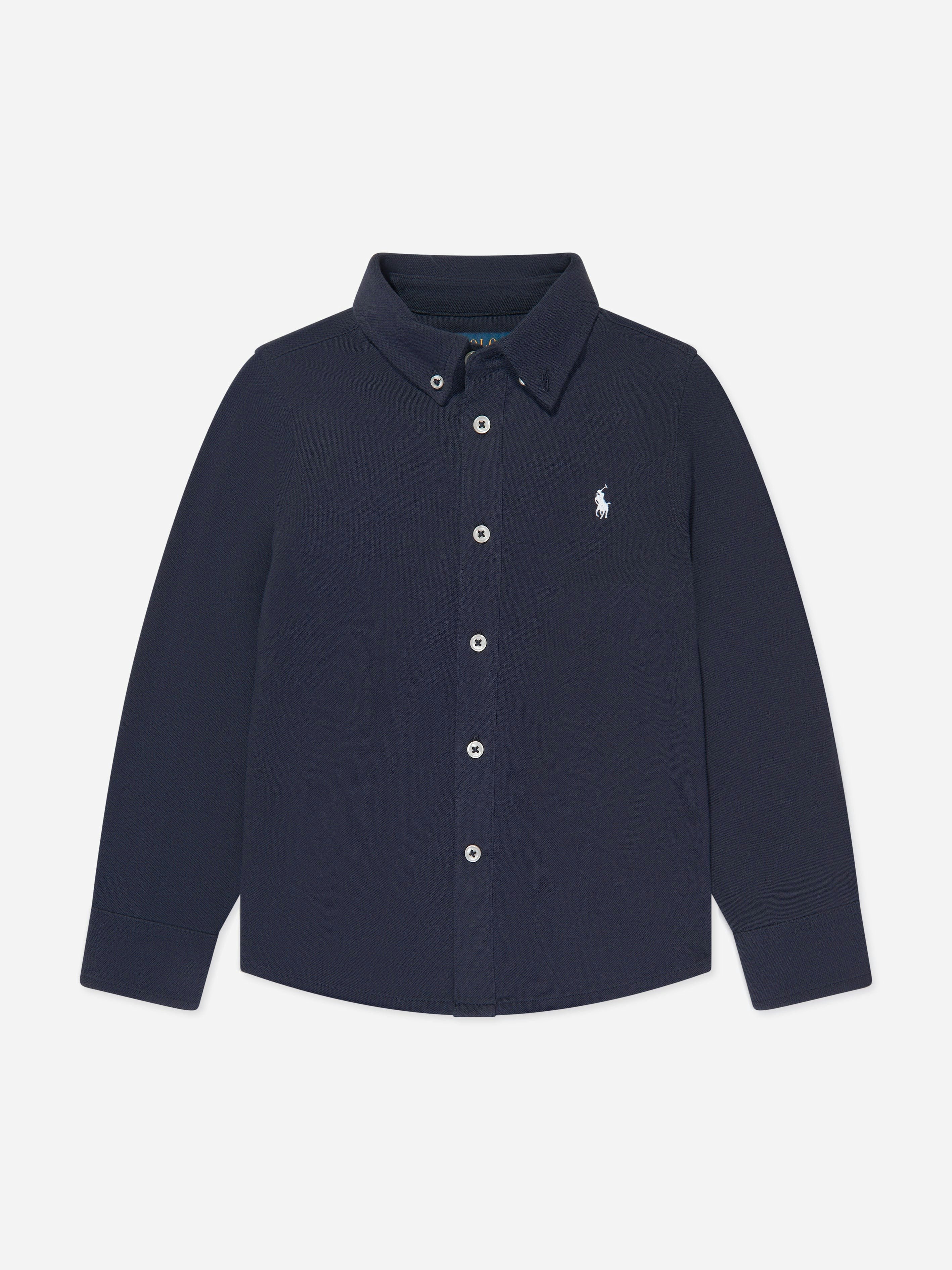 Ralph Lauren Kids Boys Blue Logo Shirt In Navy - 7 Yrs
