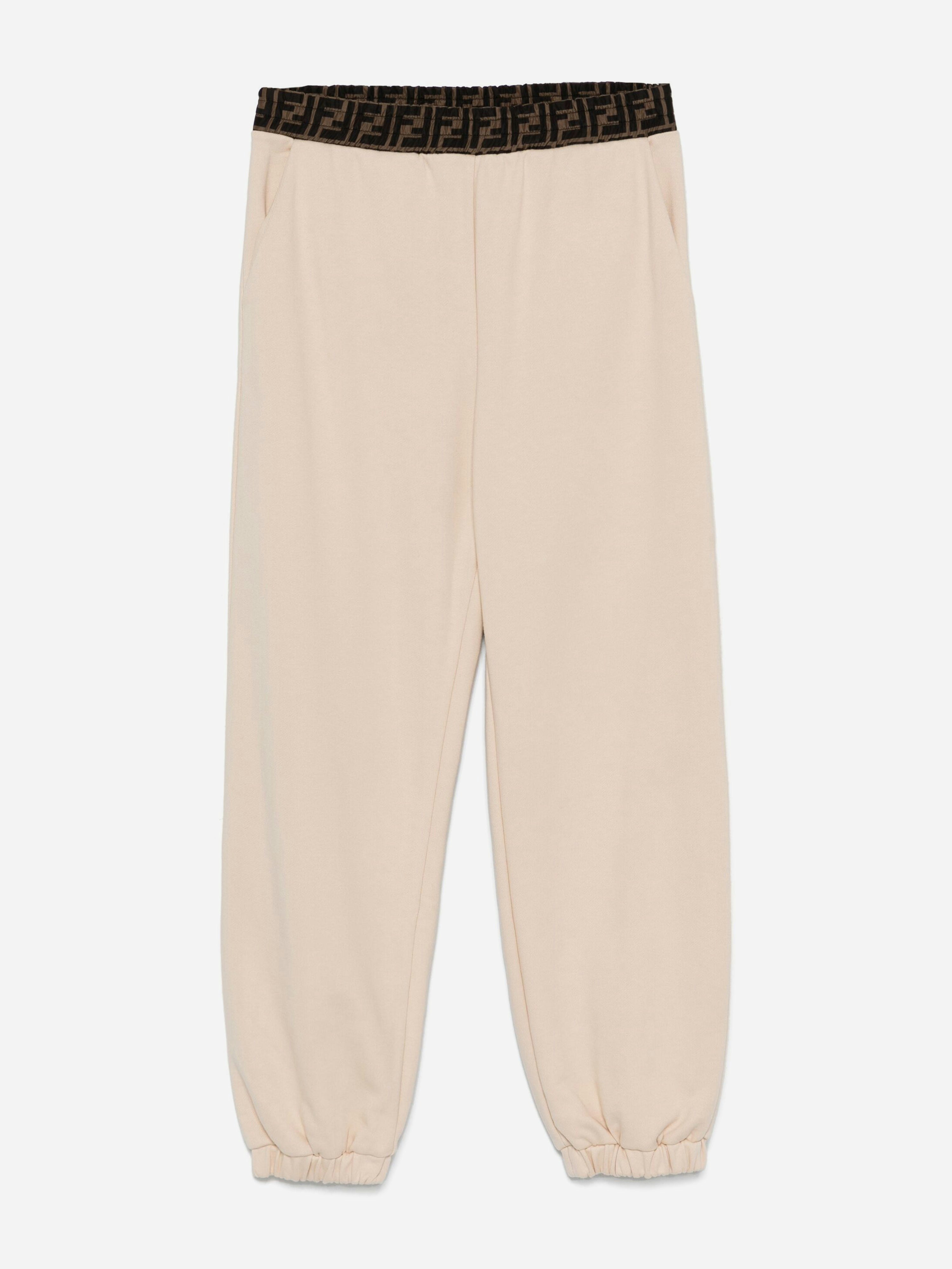 Fendi Kids Unisex Kids Beige Fendi Kid Ff Logo Joggers In - 10 Yrs