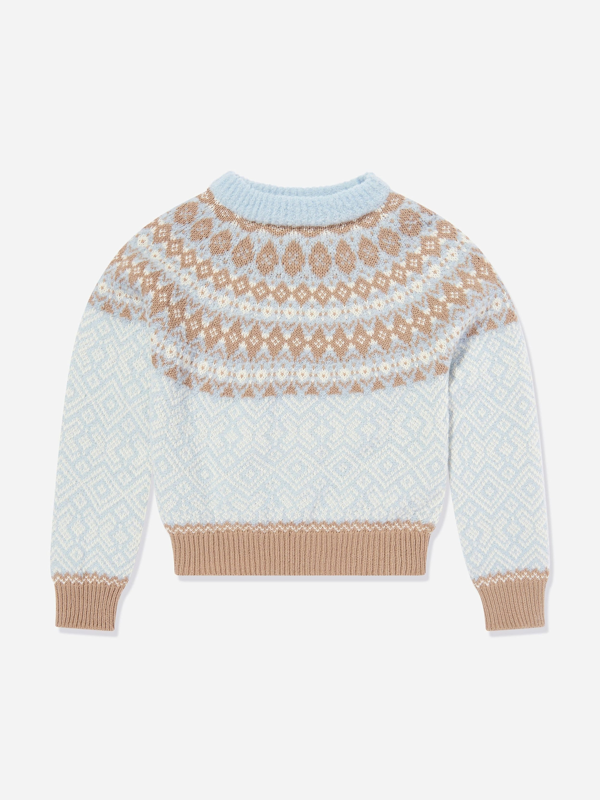 Moncler Enfant Girls Blue Wool Jacquard Jumper In - 6 Yrs