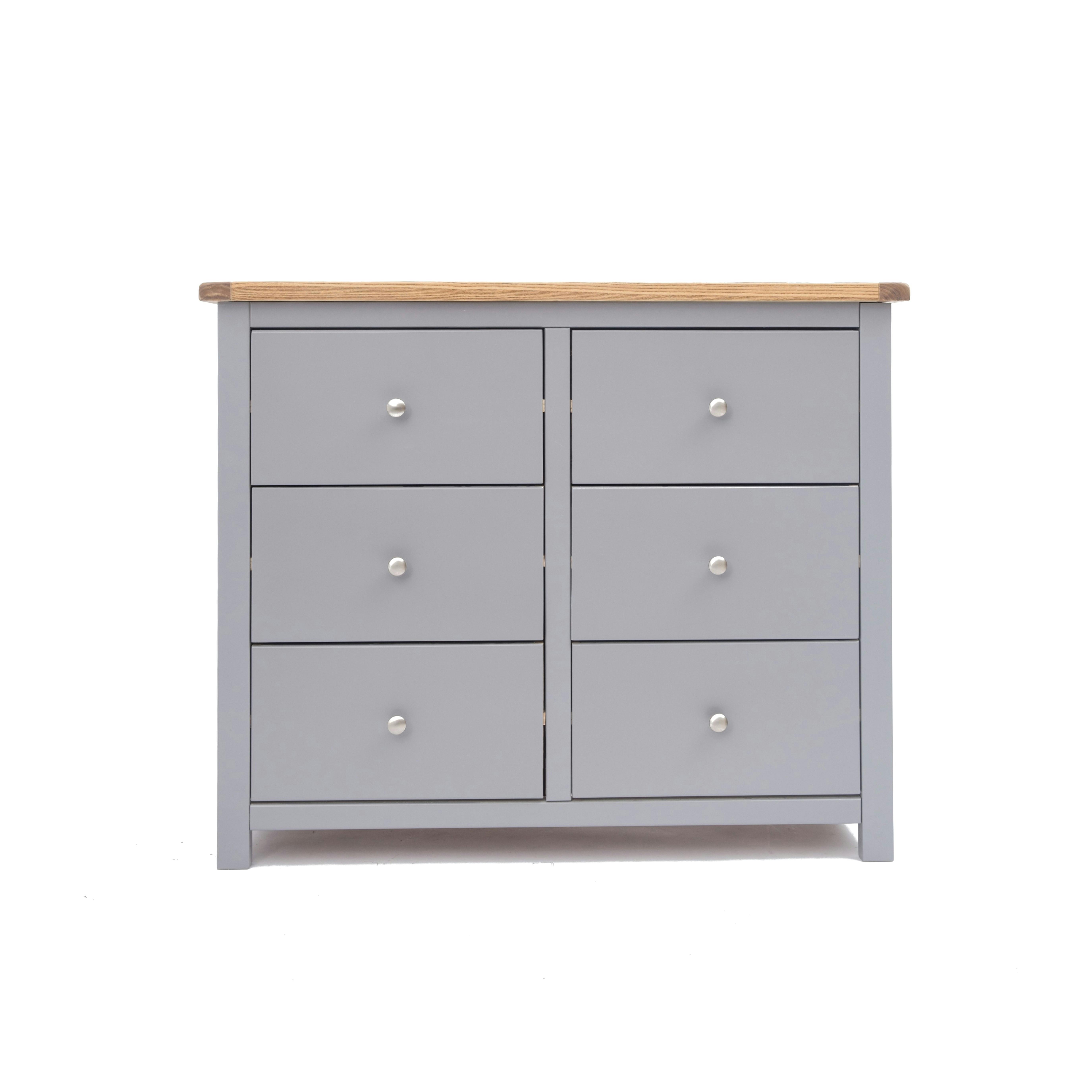 Rackhams Grey Mirano 6 Drawer Chest Of Drawers Chrome Knob