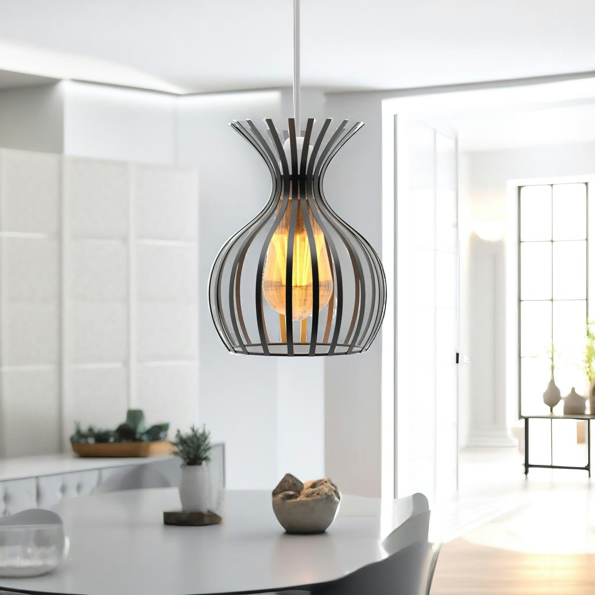 Rafaelo Mobilia Light/Black Industrial Cage Shade Ceiling Pendant