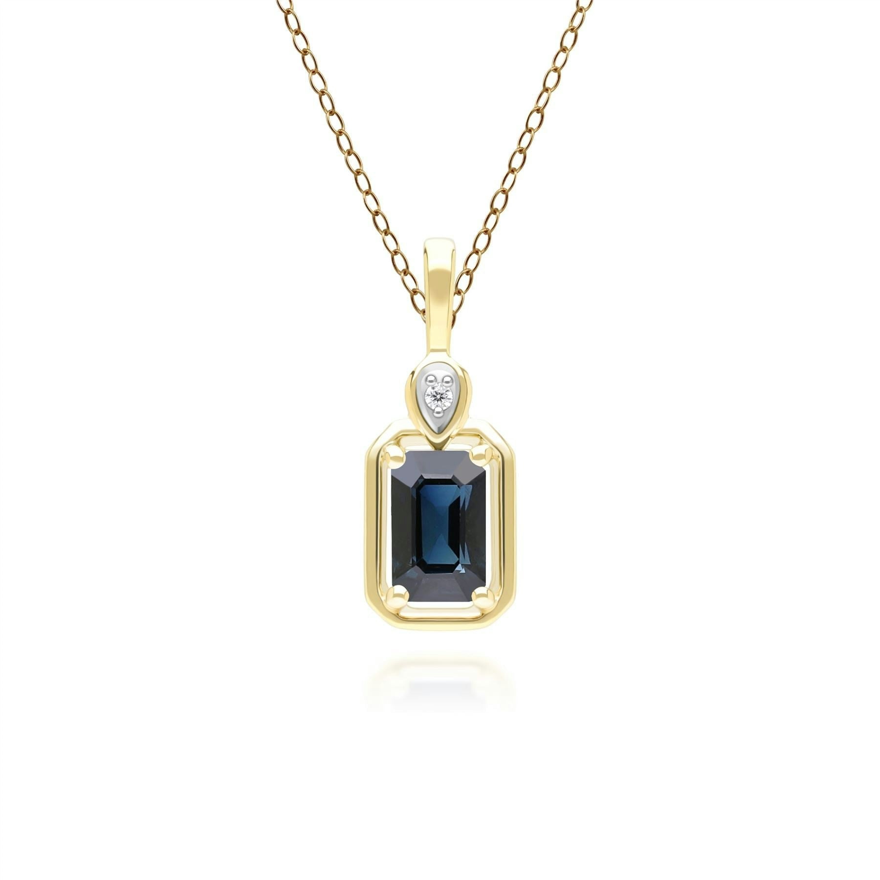Gemondo Yellow/Gold Classic Sapphire Baguette & Diamond Pendant Necklace In 9Ct